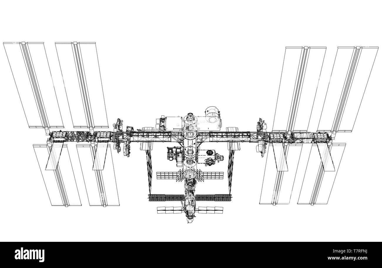 Aperçu de la Station spatiale internationale. Vector Illustration de Vecteur