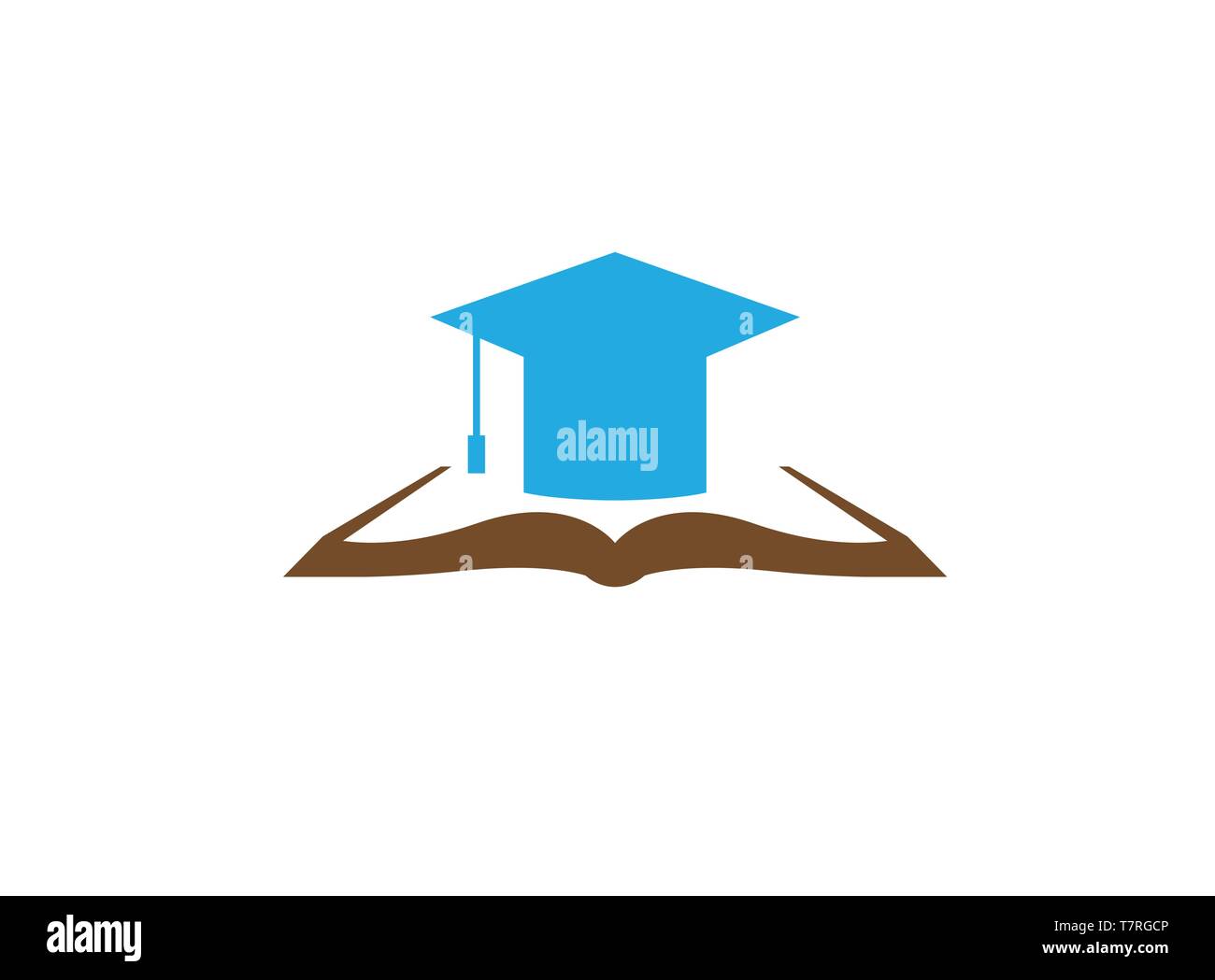 Graduation hat sur un livre ouvert pour la conception de logo Illustration de Vecteur