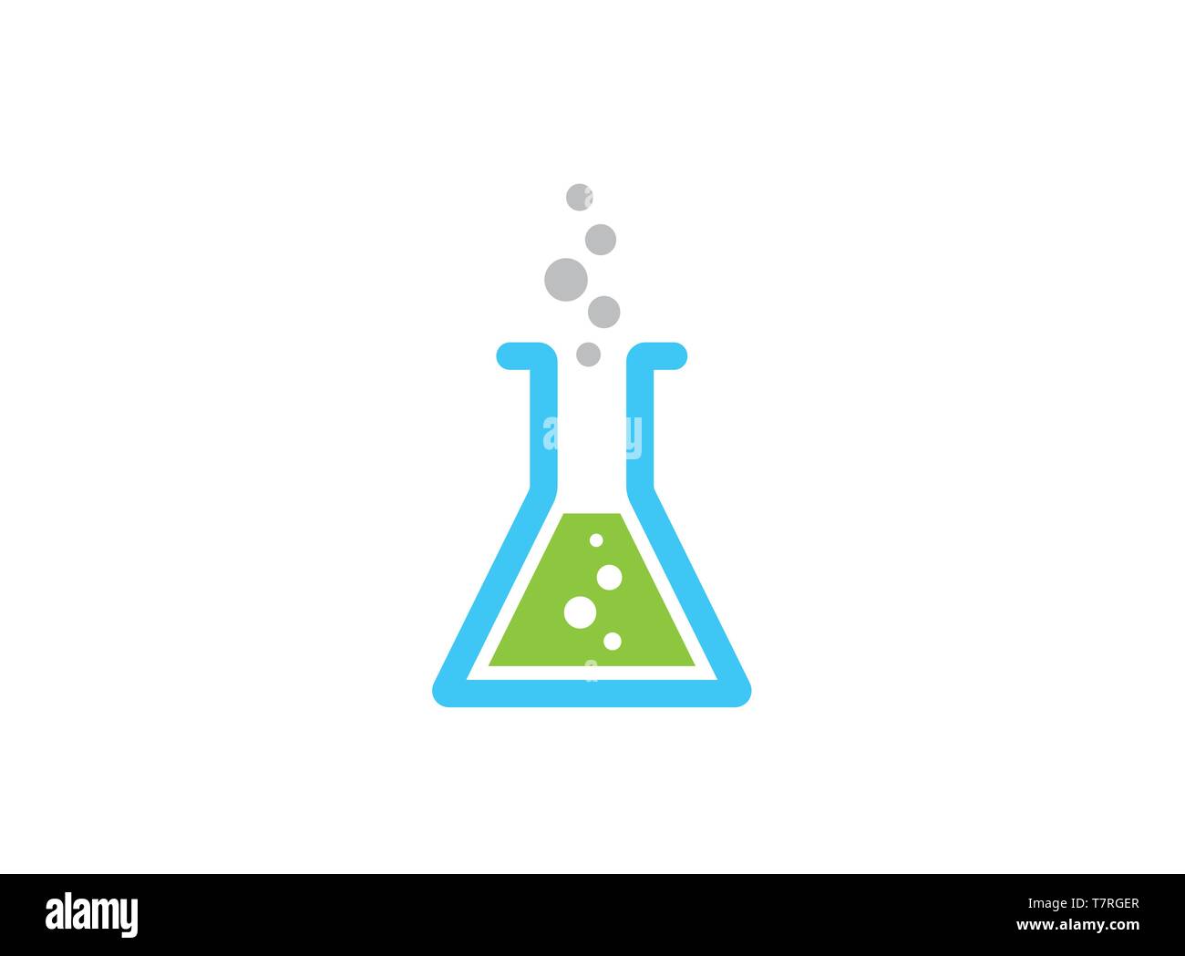 Bécher flacon de laboratoire avec une substance chimique à l'intérieur fait des bulles pour le logo Illustration de Vecteur