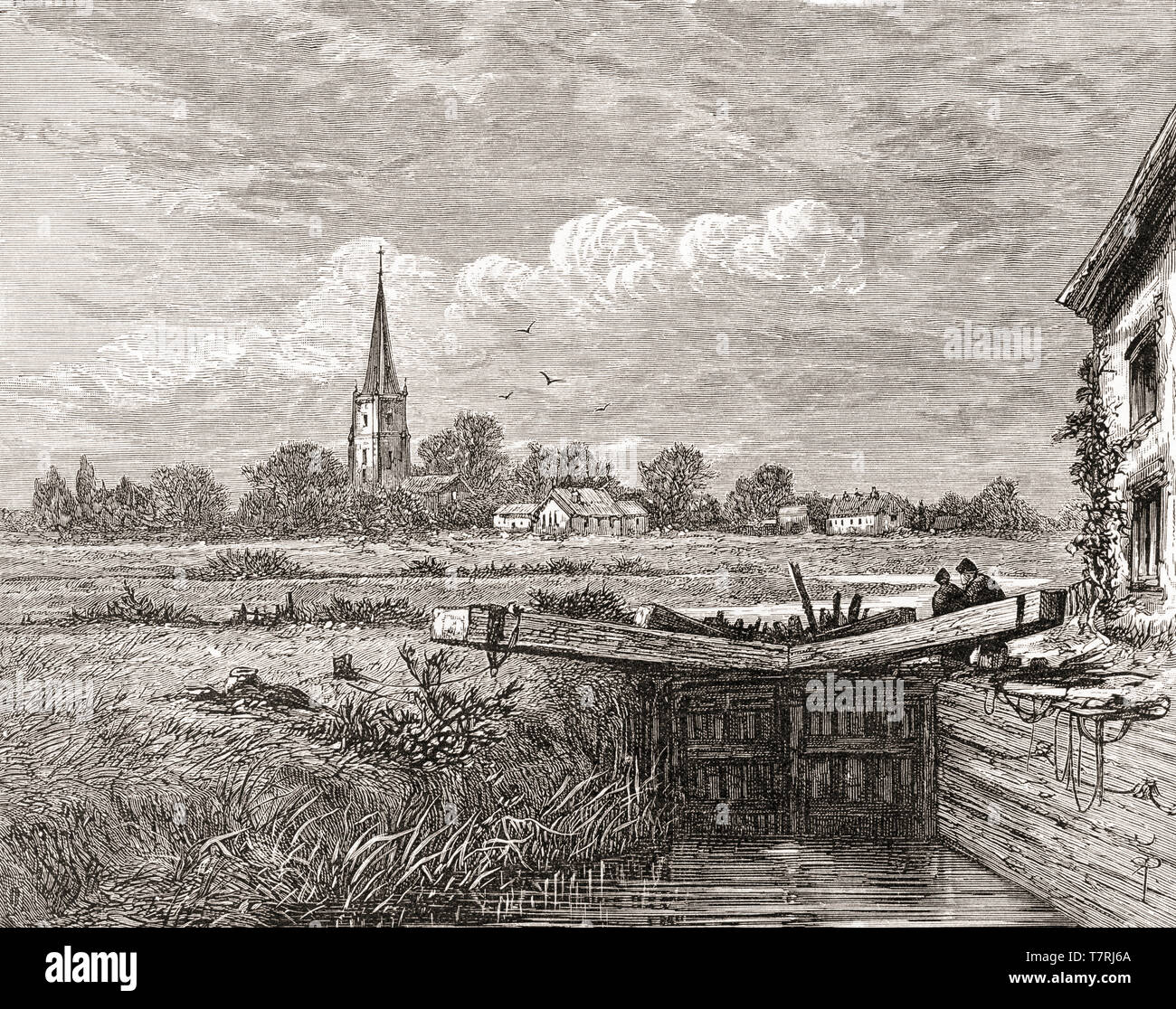 Lechlade ou Lechlade-on-Thames, les Cotswolds, Gloucestershire, Angleterre, vu ici au 19e siècle. Le point le plus élevé où la Tamise est navigable. Photos de l'anglais, publié en 1890. Banque D'Images