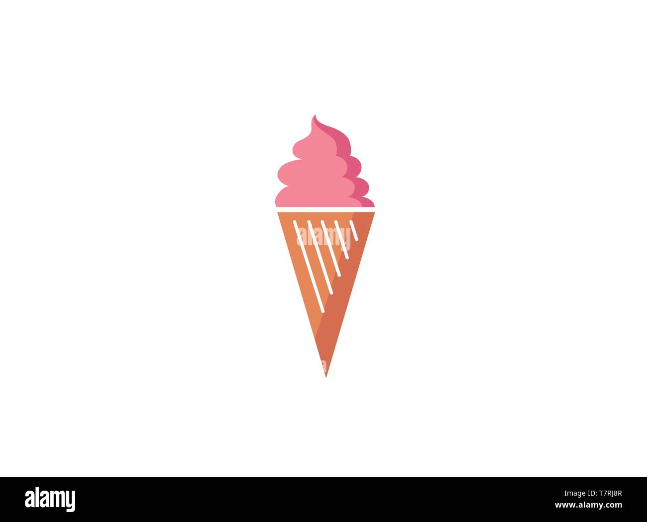 Cône de savoureux de crème glacée à la fraise et chocolat vanille aromatisée avec pour logo design Illustration de Vecteur