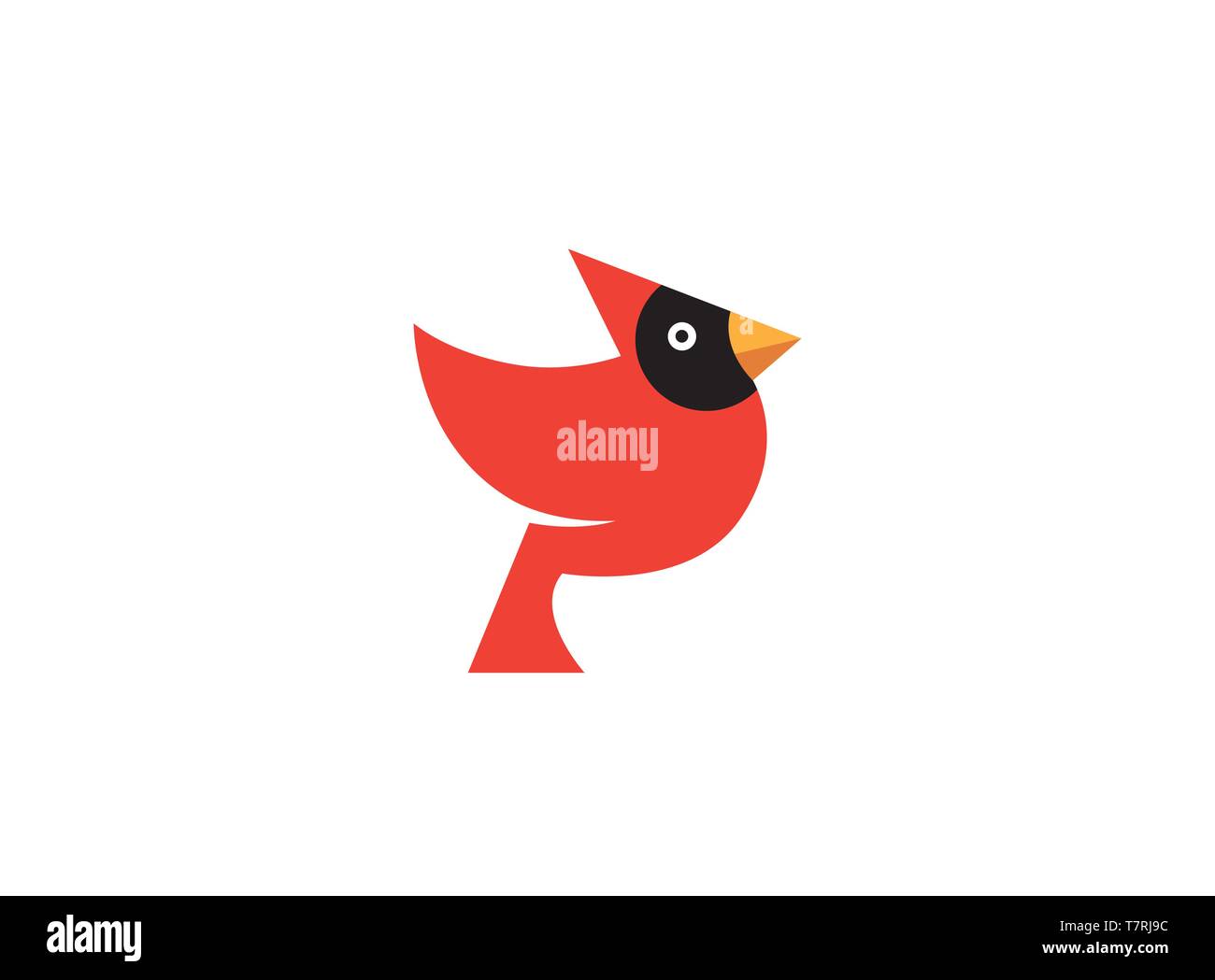 Oiseau rouge et jaune avec bec blackface logo design illustration sur fond blanc Illustration de Vecteur