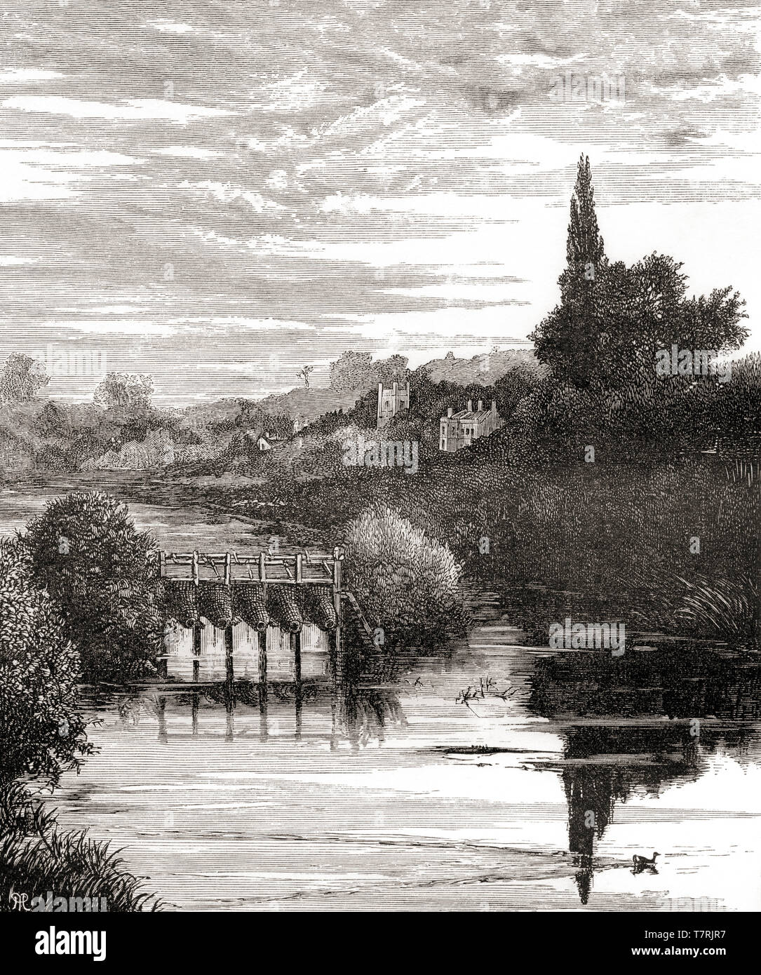 La Tamise de Caversham, la lecture, l'Angleterre, vu ici au 19e siècle. Photos de l'anglais, publié en 1890. Banque D'Images