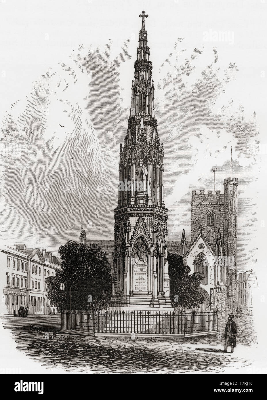 Le Martyr's Memorial, Oxford, Angleterre, vu ici au 19e siècle. Ce monument en pierre commémore le 16ème siècle des martyrs d'Oxford. Photos de l'anglais, publié en 1890. Banque D'Images
