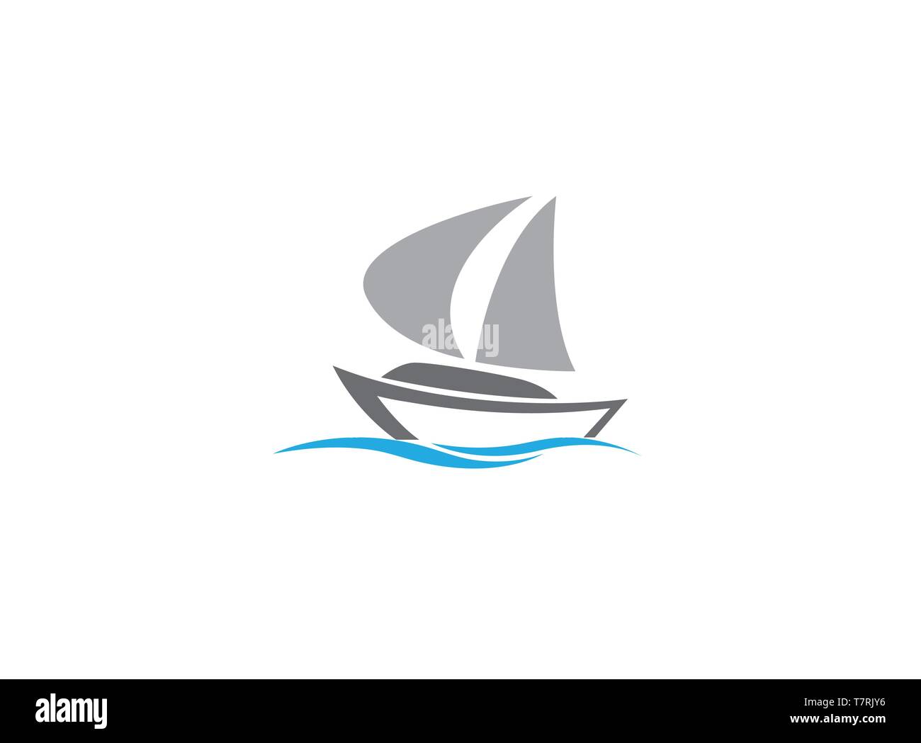 Voiles bateau dans la mer, location de bateau à logo design illustration sur fond blanc Illustration de Vecteur