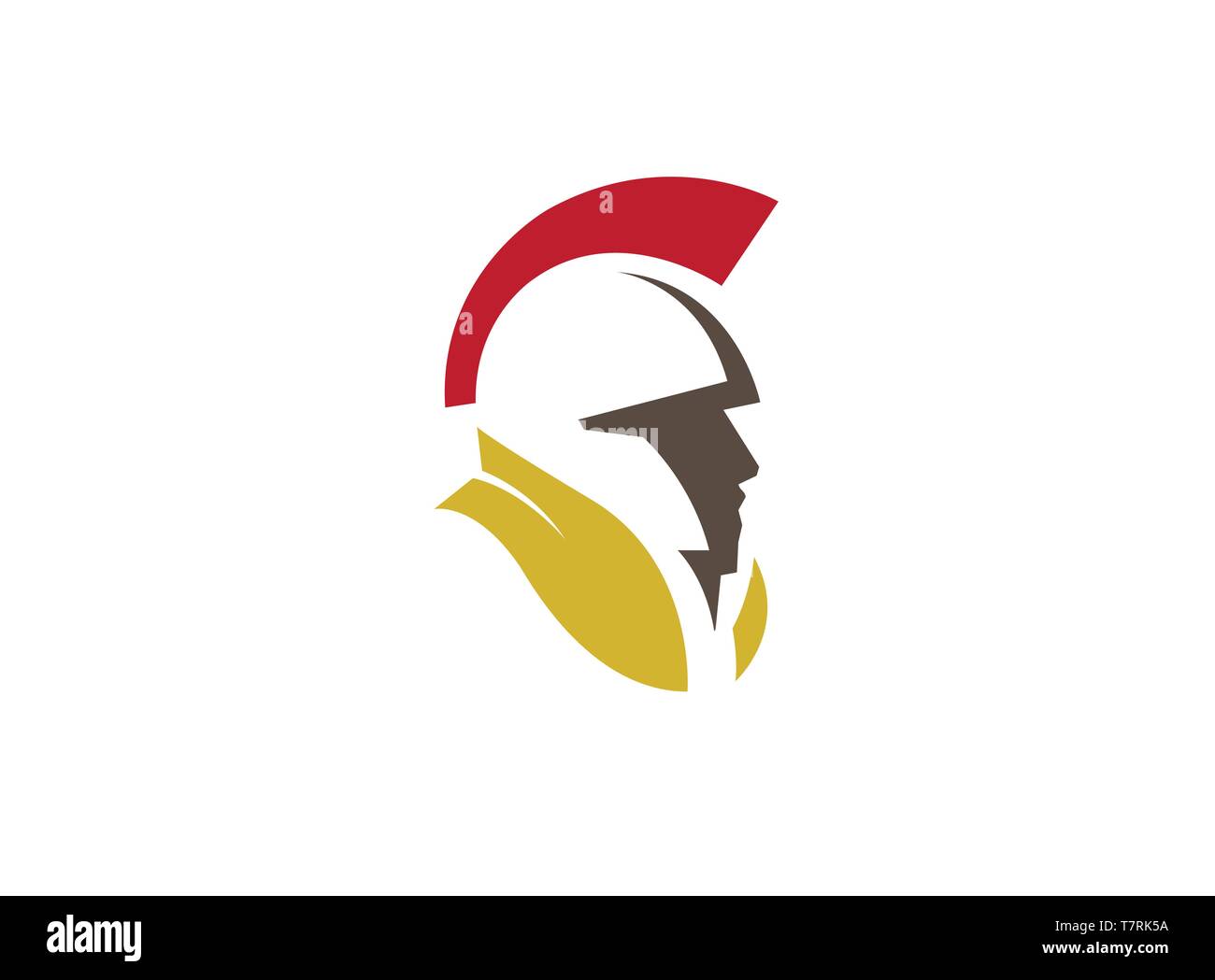 Spartan Casque et Bouclier pour chef guerrier logo design illustration sur fond blanc Illustration de Vecteur
