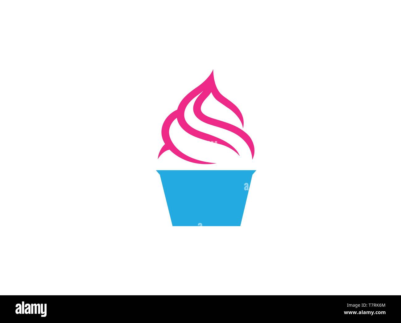 La crème glacée Cupcake avec le logo crème Illustration de Vecteur