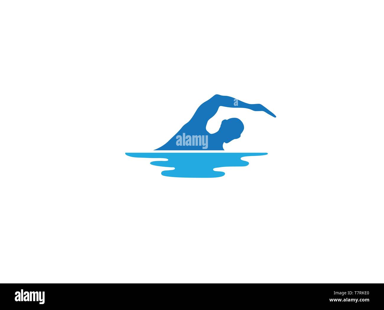 La natation dans la piscine de conception de logo pour Triathlon Illustration de Vecteur