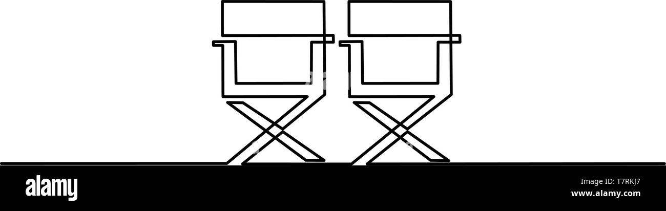Dessin d'une ligne continue. Chaise mobilier icône sur fond blanc. Vector illustration pour la bannière, web, élément de conception, modèle, carte postale. Illustration de Vecteur