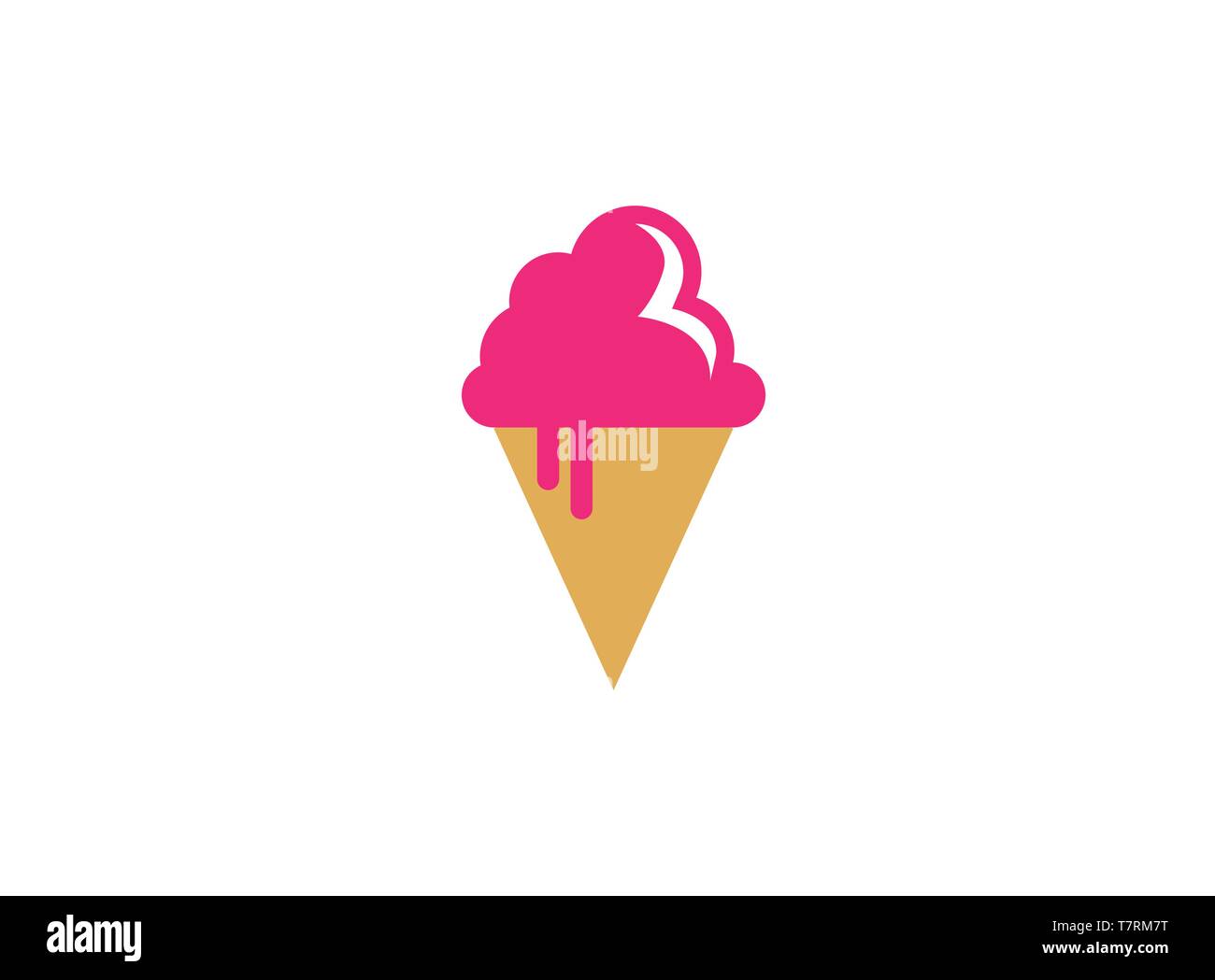 Cône de savoureux de crème glacée à la Fraise et vanille chocolat avec logo aromatisé Illustration de Vecteur
