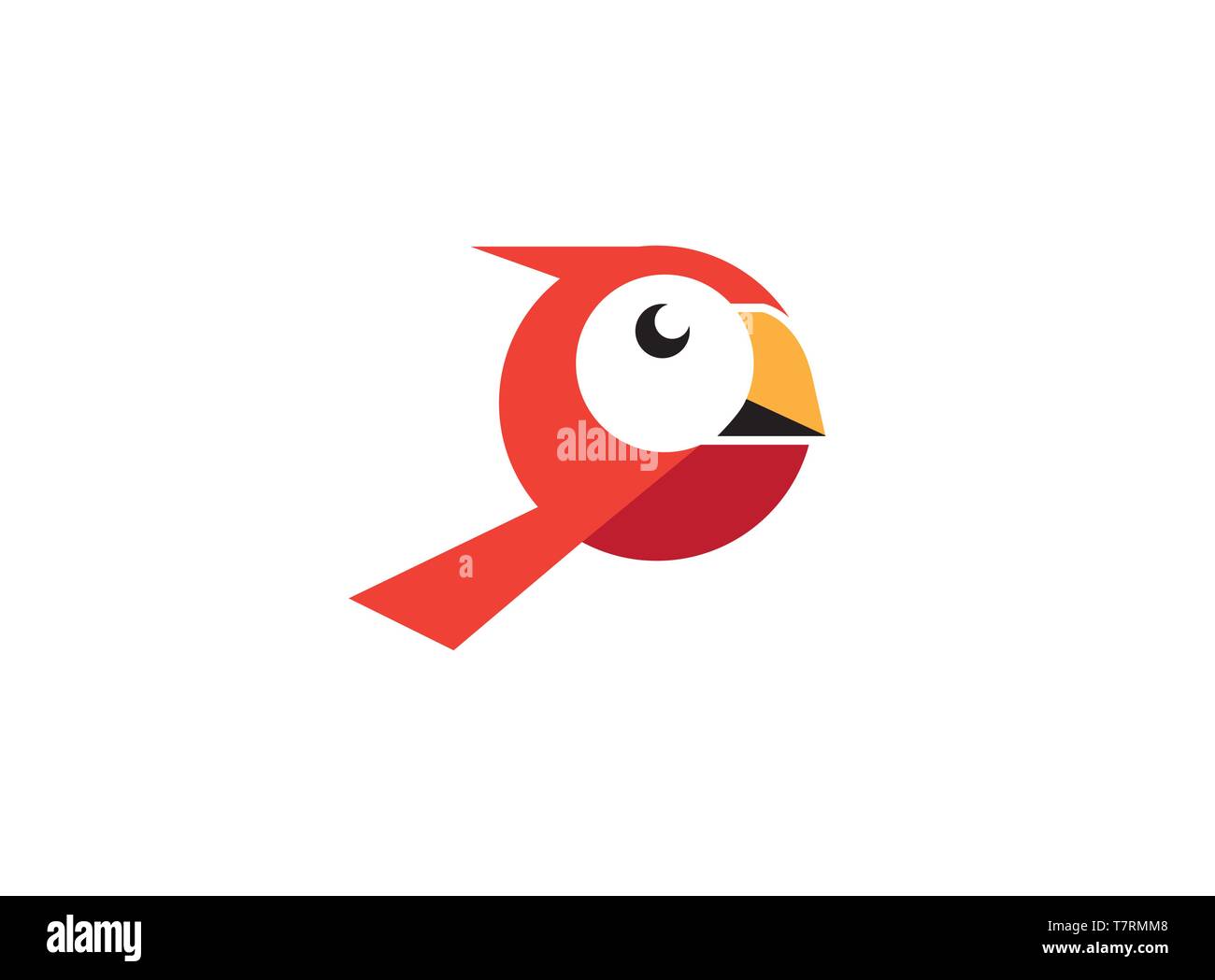 Oiseau Rouge Avec Un Visage Blanc Et Bec Jaune Pour Logo