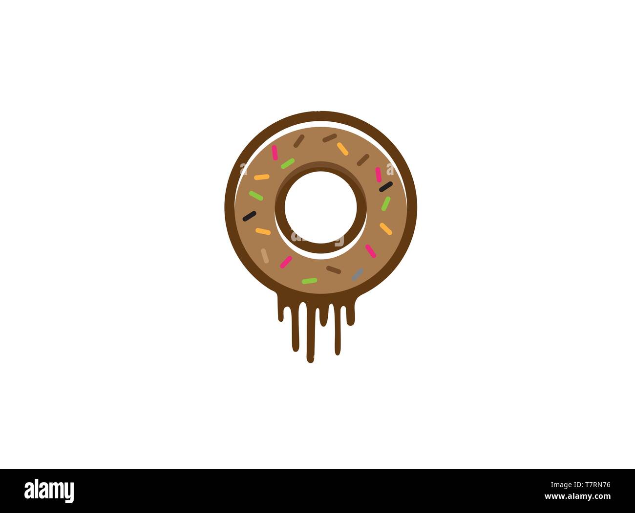 Donut avec du chocolat et de l'asperge sur le dessus pour logo Illustration de Vecteur