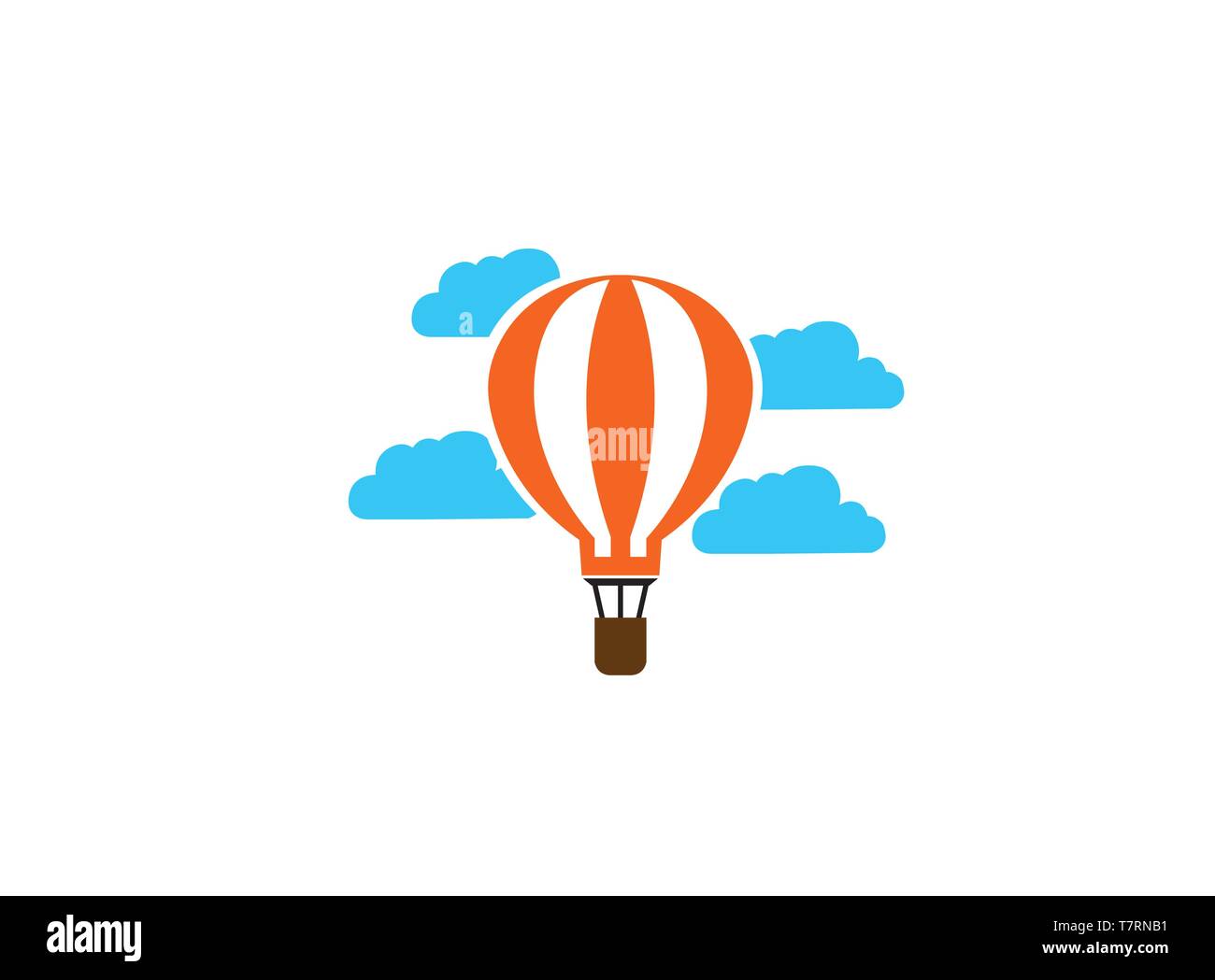 Dirigeable ballon volant dans le ciel avec les nuages pour logo design illustration Illustration de Vecteur