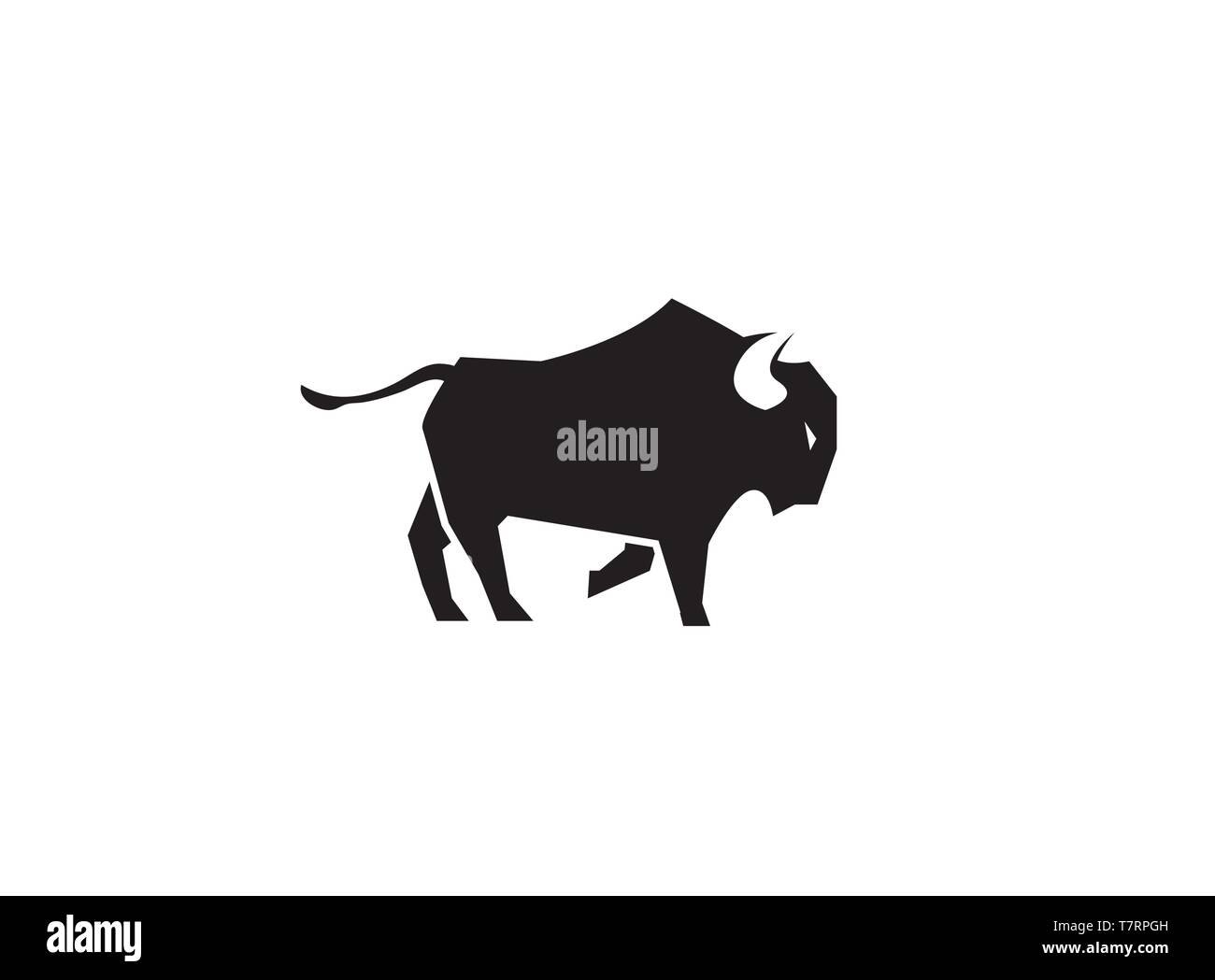 Des coups de pied avec un Buffalo ou noir et Big Bull pour logo Illustration de Vecteur