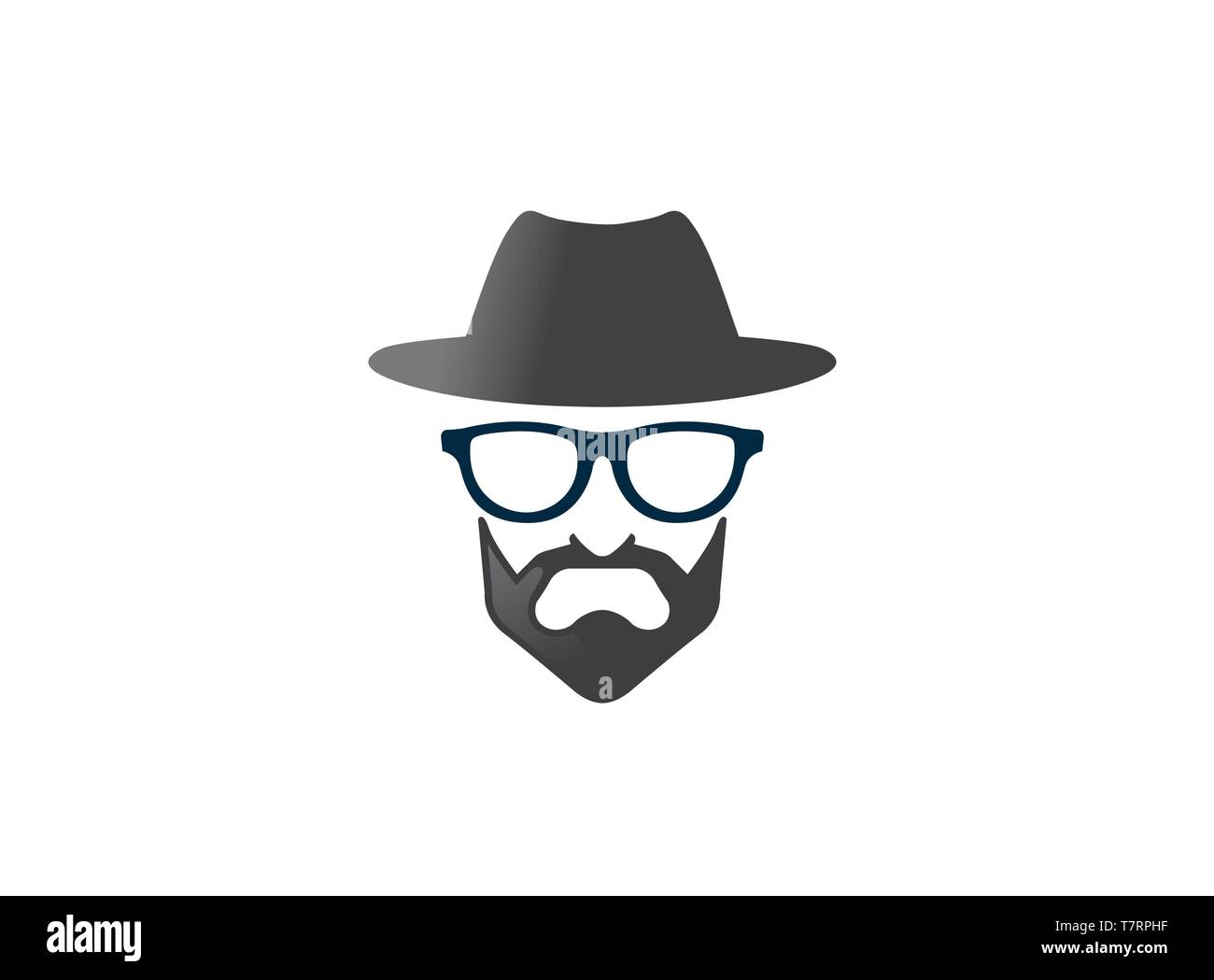 Chapeau melon avec barbe et lunettes brille und Bart pour logo Illustration de Vecteur
