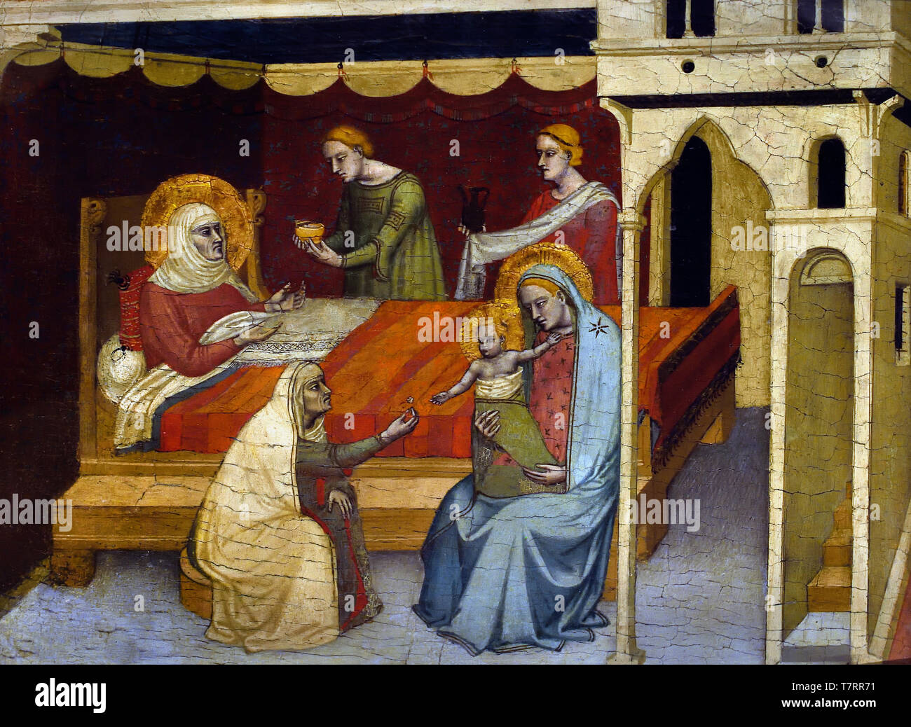 La naissance de la Saint Jean Baptiste 1340 par Andrea di Nerio, italien, l'Italie, Banque D'Images