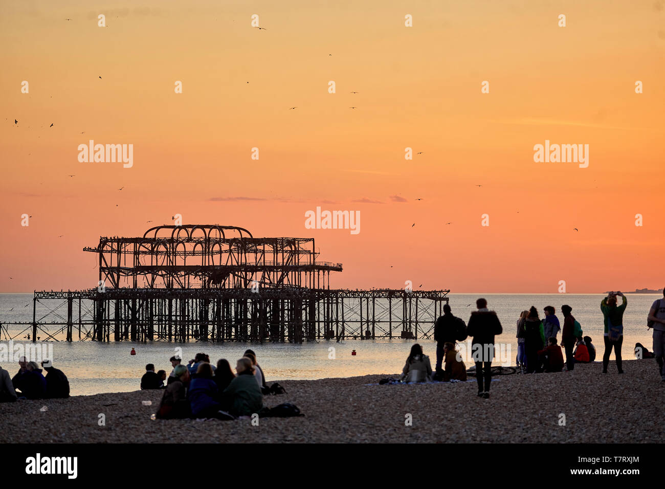 Brighton West Pier demeure après l'incendie à Brighton au sud de l'Angleterre Banque D'Images