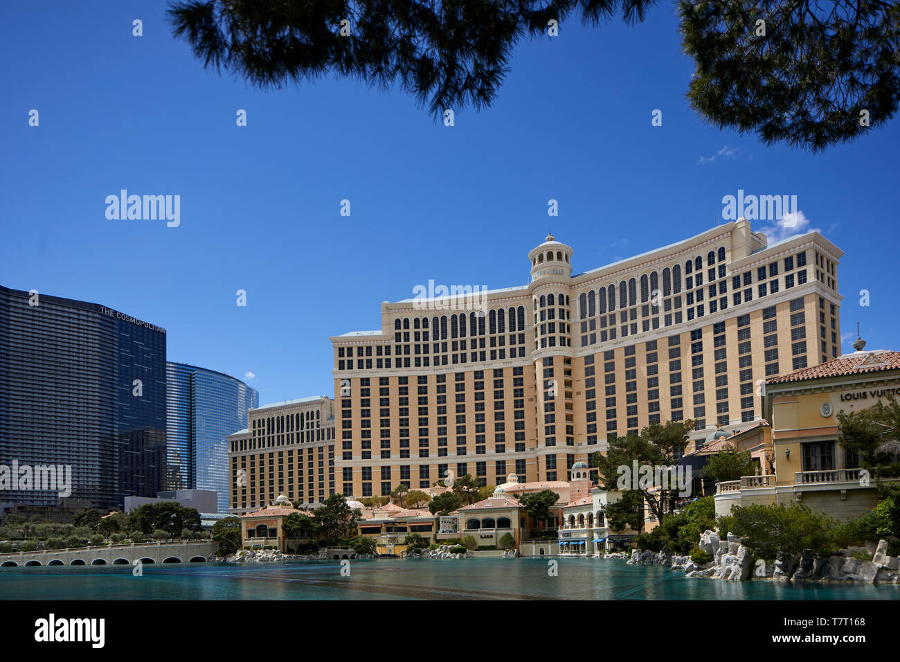 Las Vegas, Nevada, USA, paradis Bellagio resortI nspired par la ville de Bellagio sur le lac de Côme en Italie, fontaine à eau Banque D'Images