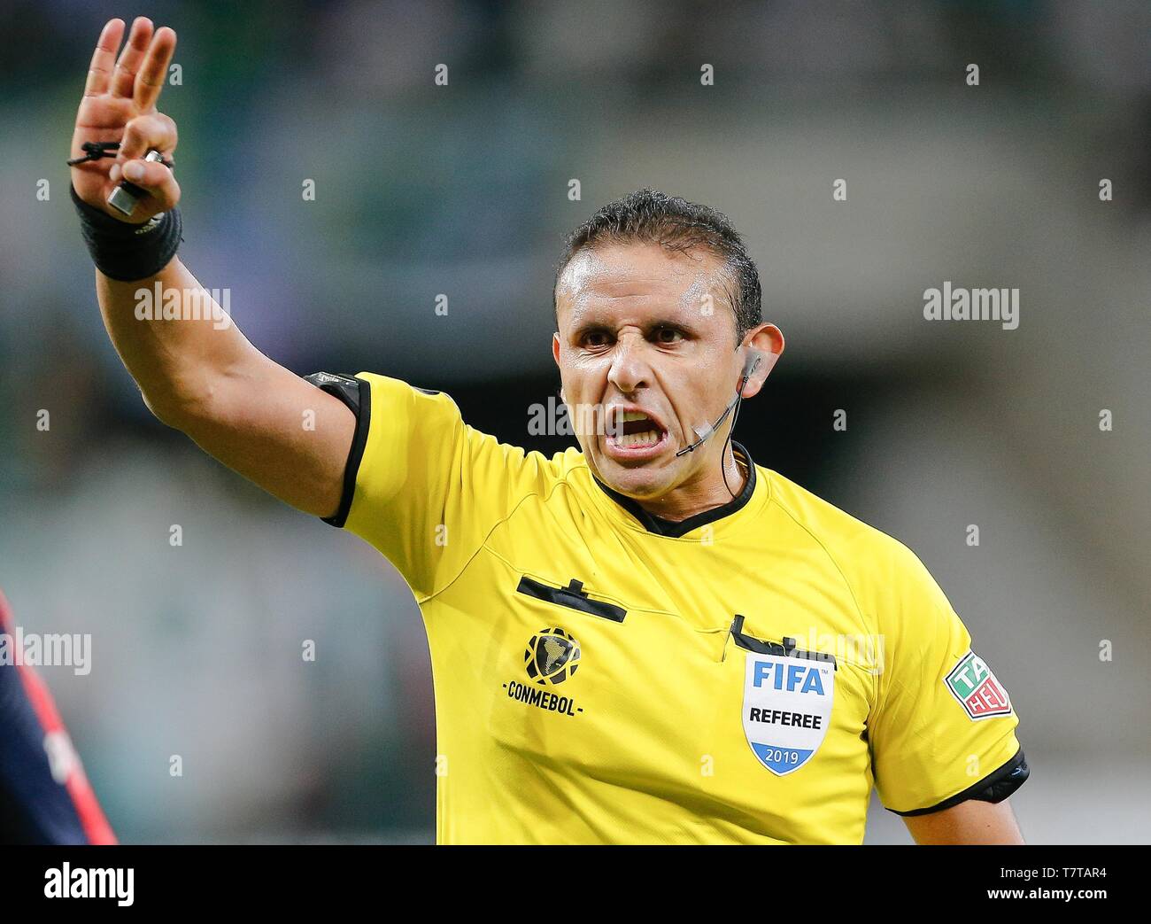 Sao Paulo, Brésil. Le 08 mai, 2019. PALMEIRAS X SAN LORENZO ARG - l'arbitre Gery Anthony Vargas Carreño pendant le match entre Palmeiras et San Lorenzo (Argentine) est valide pour le sixième et dernier tour de la phase de groupes de la Copa Libertadores de America 2019, tenue à Allianz Parque. Crédit : Foto Arena LTDA/Alamy Live News Banque D'Images