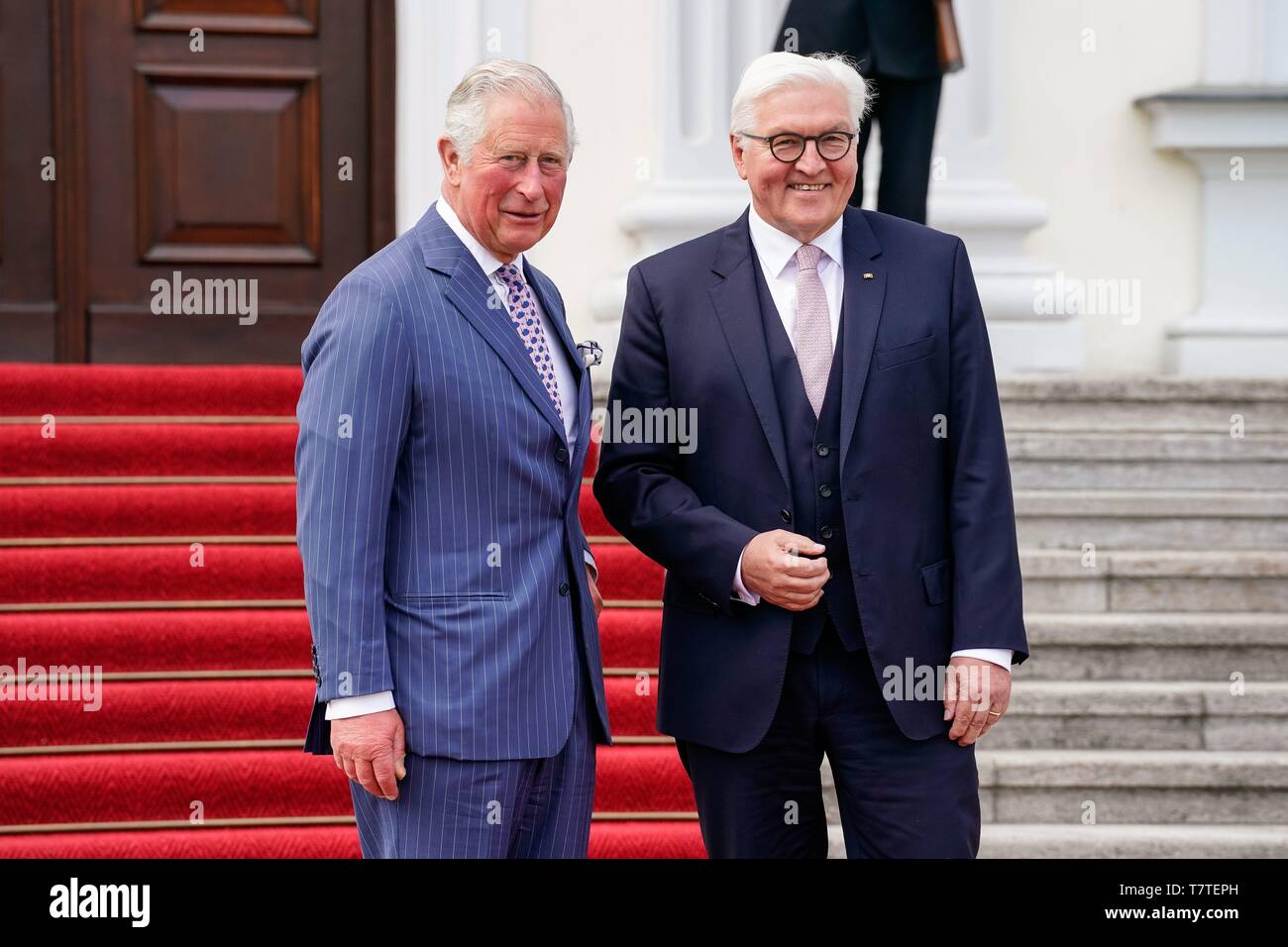 Berlin, Allemagne. 07Th Mai, 2019. 07.05.2019, Berlin, Charles Philip Arthur George, Prince de Galles (Prince de Galles) et duc de Cornouailles (duc de Cornouailles), le Prince Charles pour de courtes au château de Bellevue. Le Prince Charles est l'héritier du trône du Royaume-Uni. Il est le fils aîné de la reine Elizabeth II et le Prince Philip. L'arrivée de la visite royale à la réception par le Président fédéral Frank-Walter Steinmeier. Utilisation dans le monde entier | Credit : dpa/Alamy Live News Banque D'Images