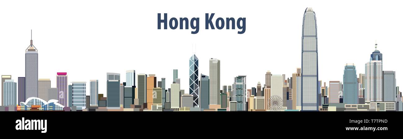 Vector illustration de Hong Kong city skyline Illustration de Vecteur