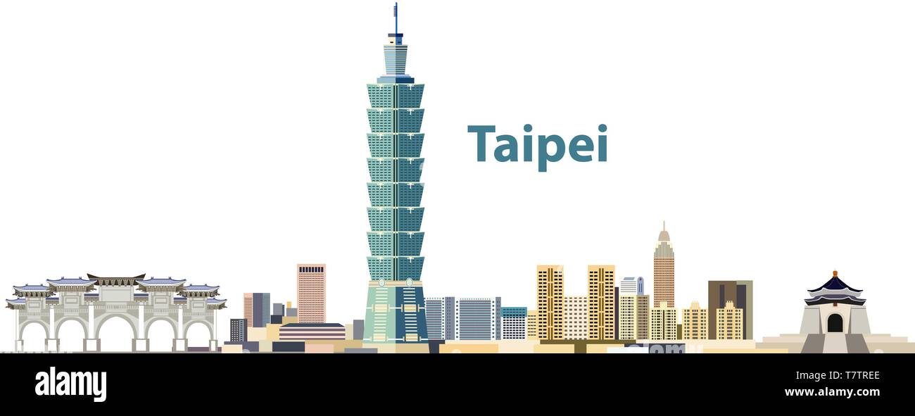 Vector illustration of Taipei city skyline Illustration de Vecteur
