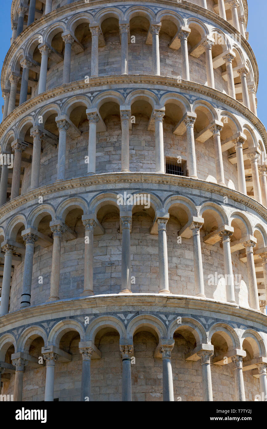 Détail de la Tour Penchée de Pise Banque D'Images