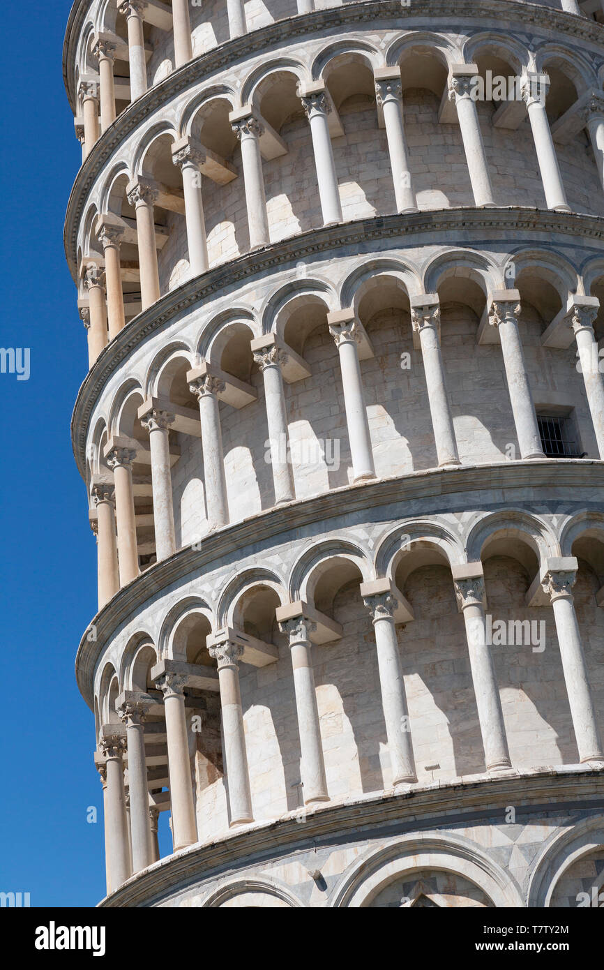 Détail de la Tour Penchée de Pise Banque D'Images
