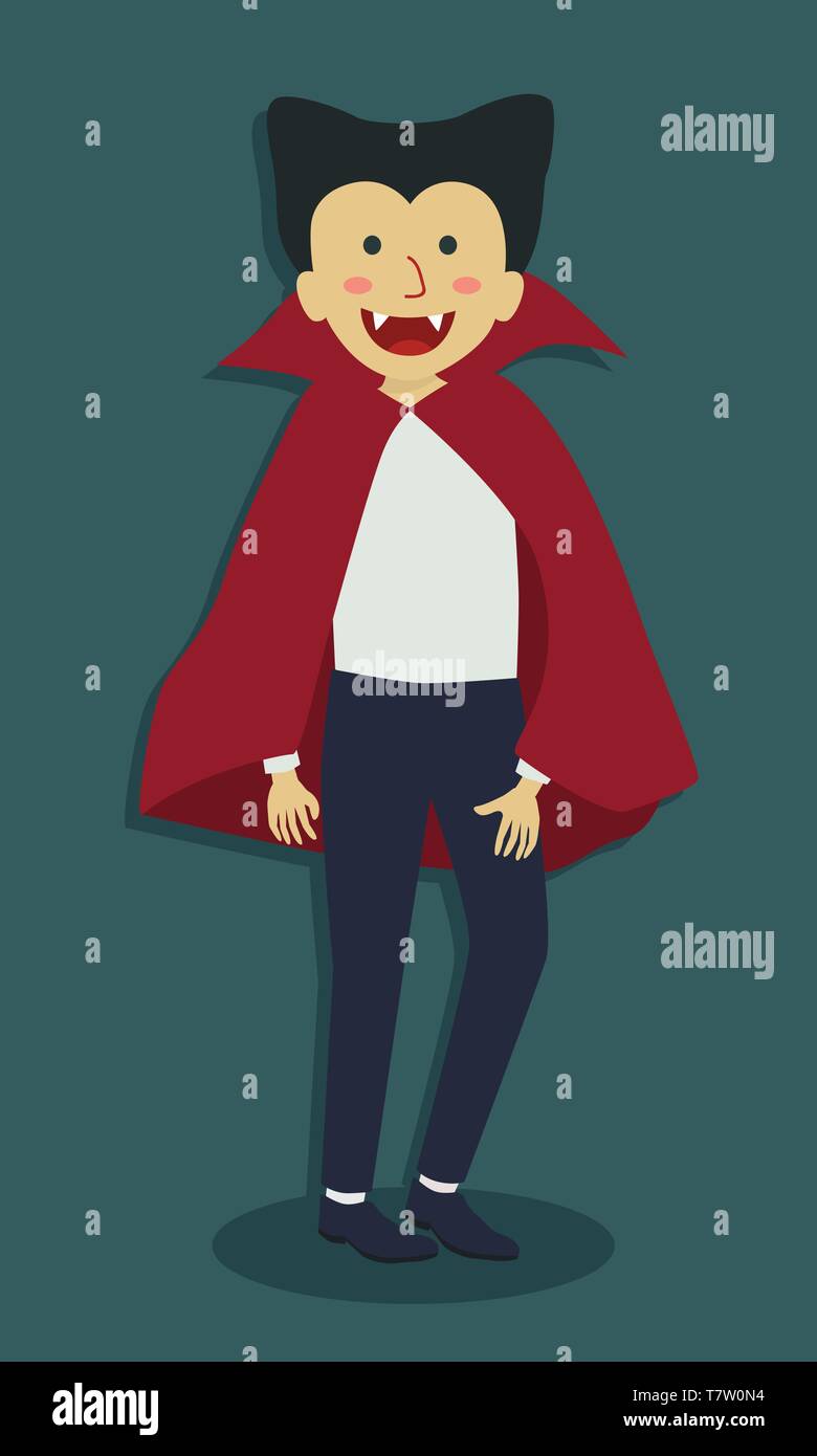 L'homme à l'aide d'Halloween Costume vampire Vector Illustration Illustration de Vecteur