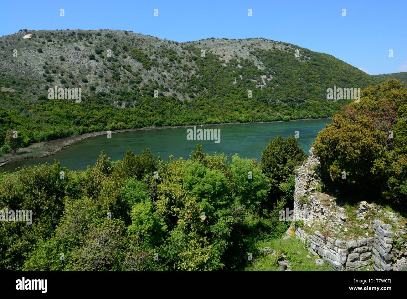 Lac de Butrint et ruines romaines site archéologique de Butrint site du patrimoine mondial de l'Albanie Banque D'Images