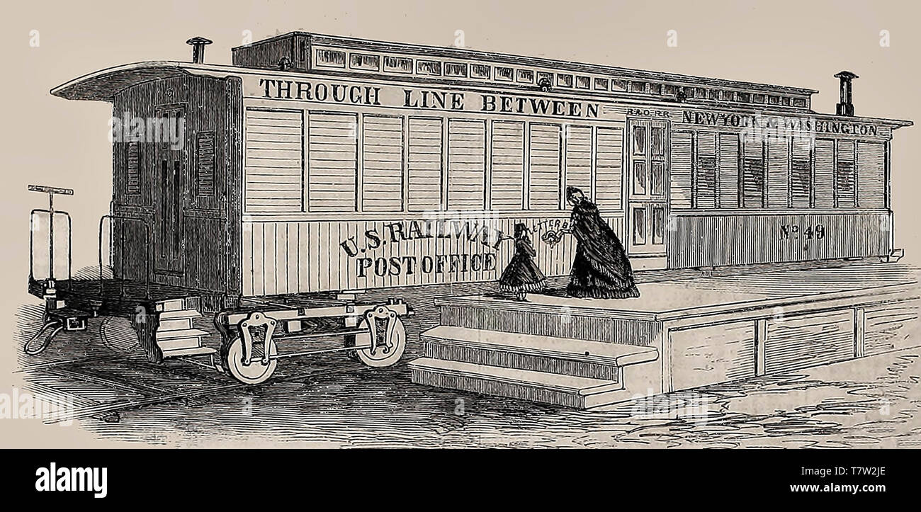 Chemin de fer des États-Unis, le bureau de poste - Extérieur montrant fort pour lettre drop. 1864 Banque D'Images
