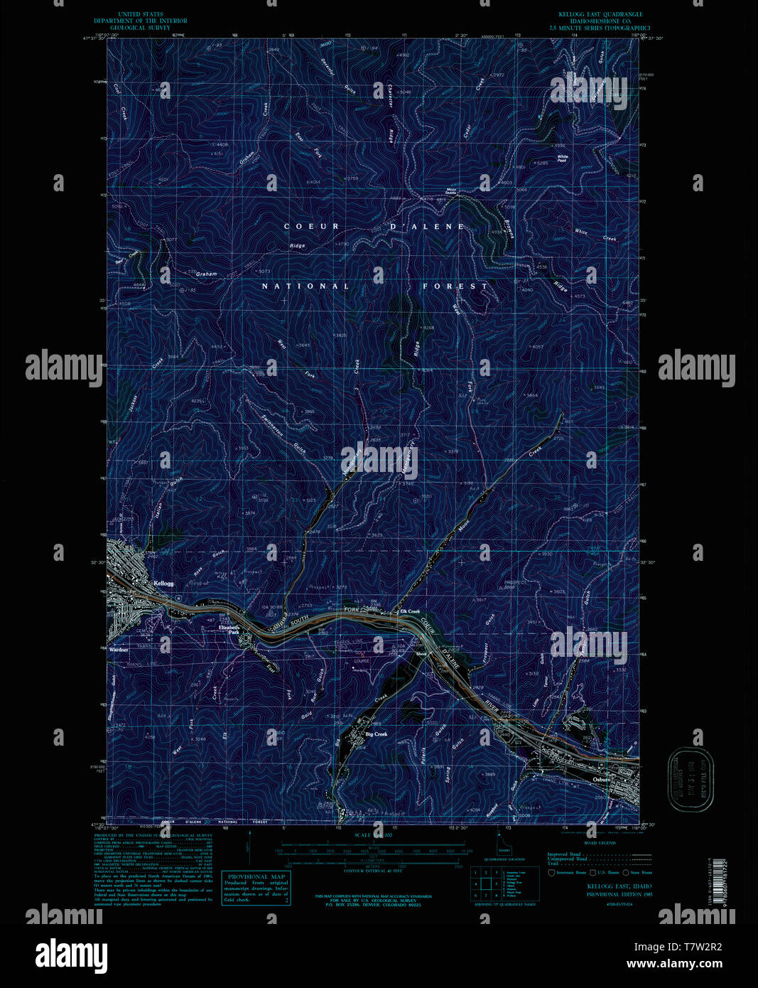 Carte de kellogg idaho Banque de photographies et d’images à haute