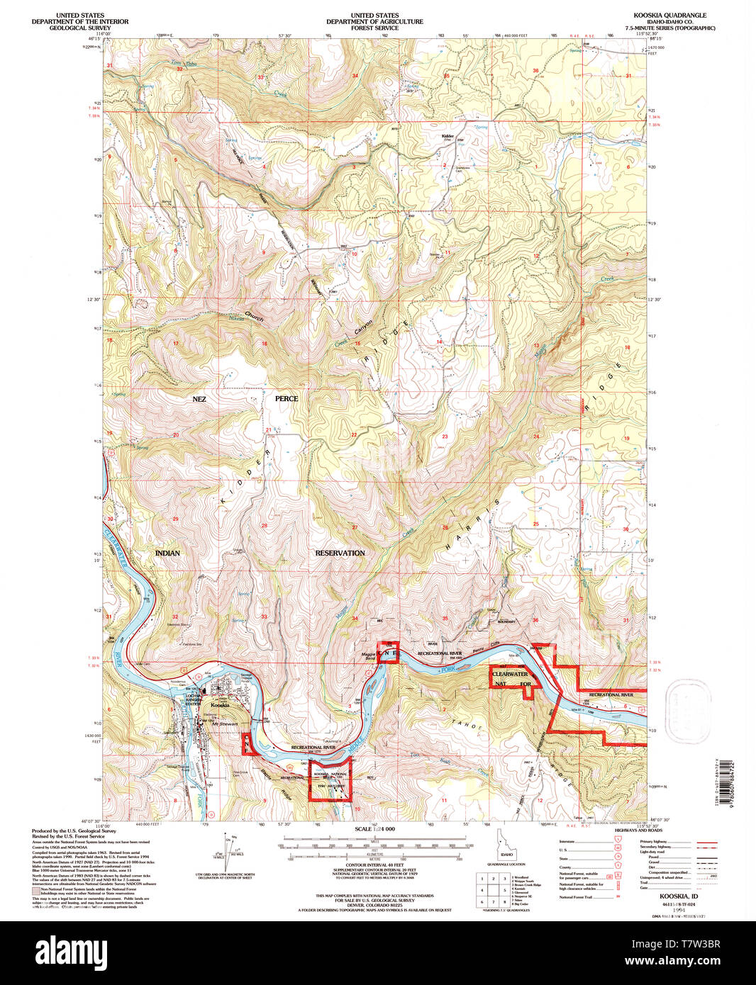 Carte de kooskia idaho Banque de photographies et d’images à haute