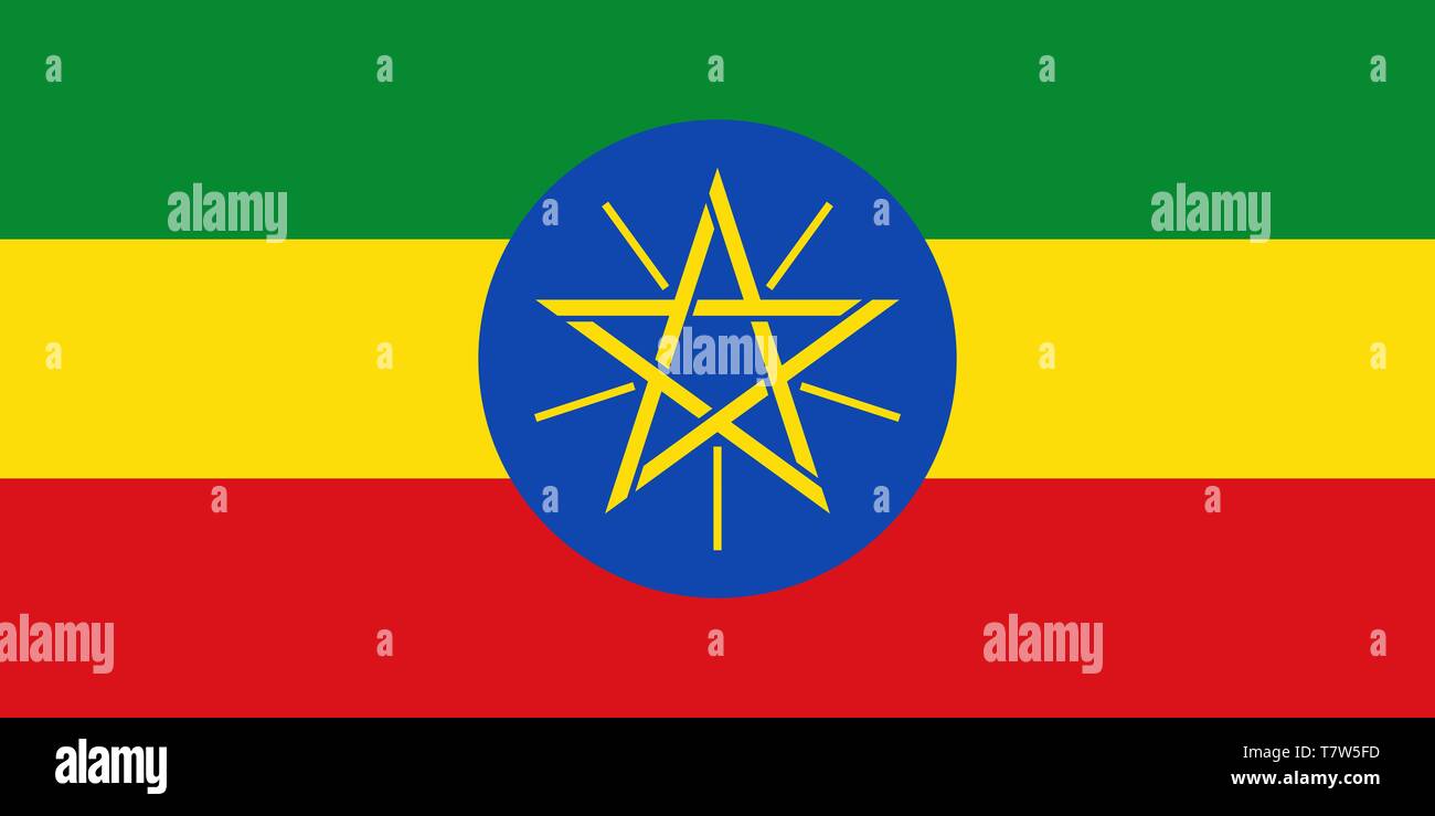 Grande télévision officielle drapeau de l'Éthiopie l'horizontale Banque D'Images