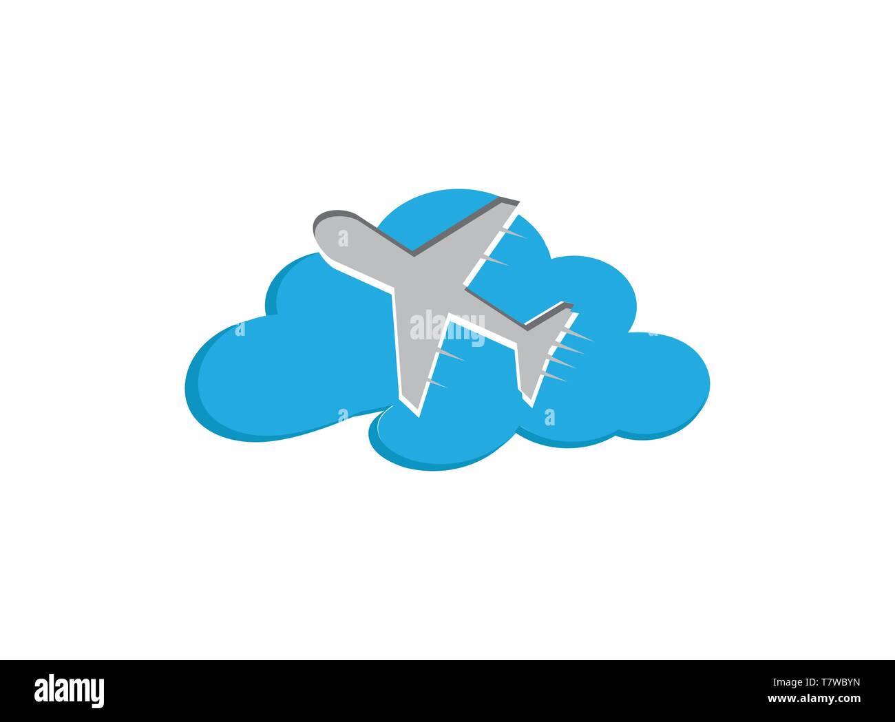 Avion en vol dans le ciel à travers les nuages pour logo design illustration, icône, symbole de voyage voyage Illustration de Vecteur