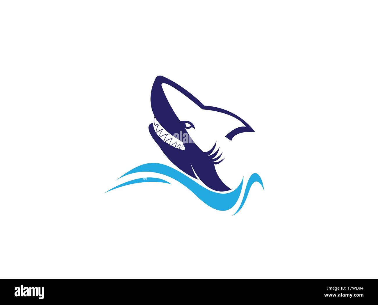 Tête de requin en colère, bouche ouverte pour la conception de logo Illustration de Vecteur