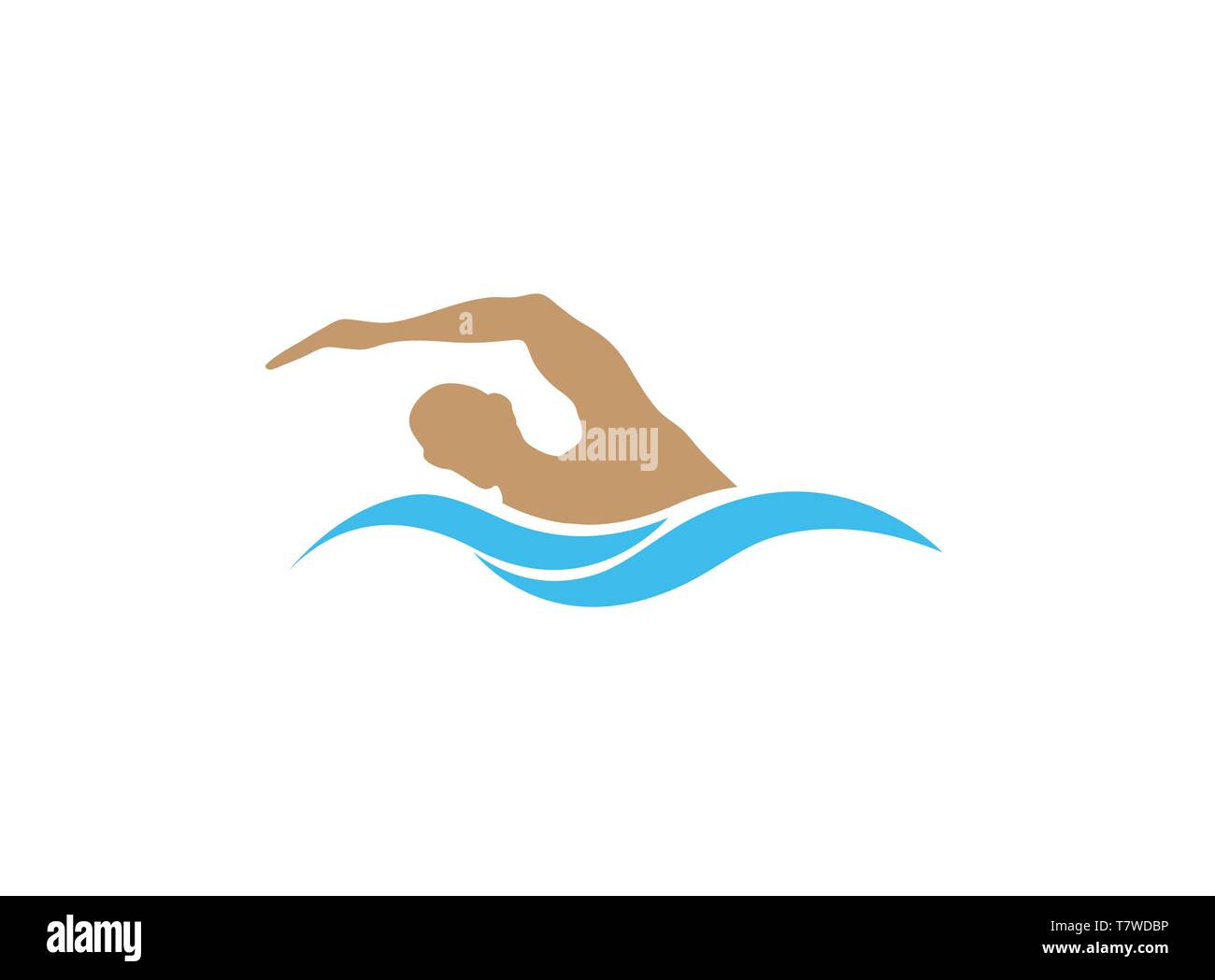La natation dans la piscine de conception de logo pour Triathlon Illustration de Vecteur