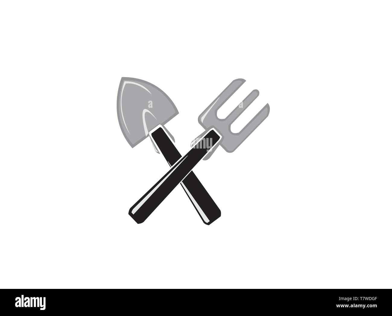 Outils de jardinage une truelle croisés pour la conception de logo Illustration de Vecteur