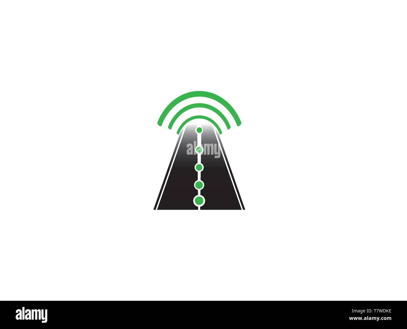 Route en cercle dans une direction et une voie noires à la connexion wifi pour le logo Illustration de Vecteur