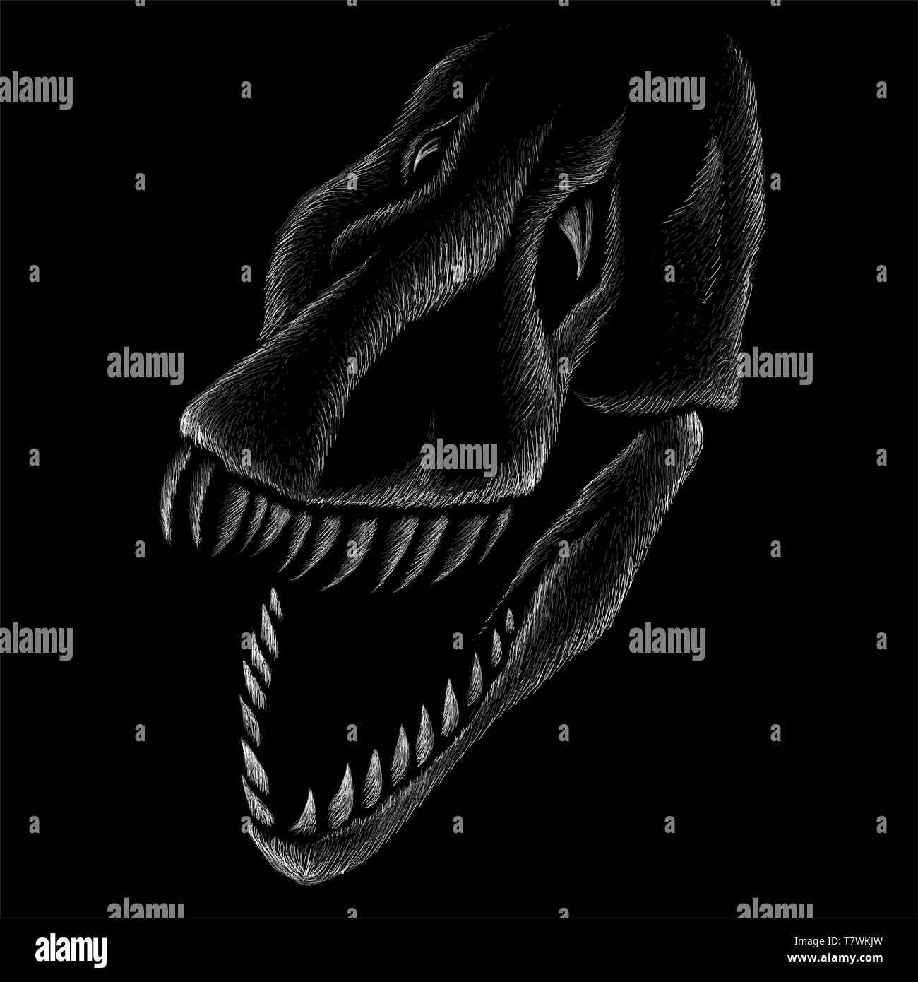 Le logo Vector dragon pour tatouage ou T-shirts ou d'extérieur. Cute dragon style d'impression de fond. Banque D'Images