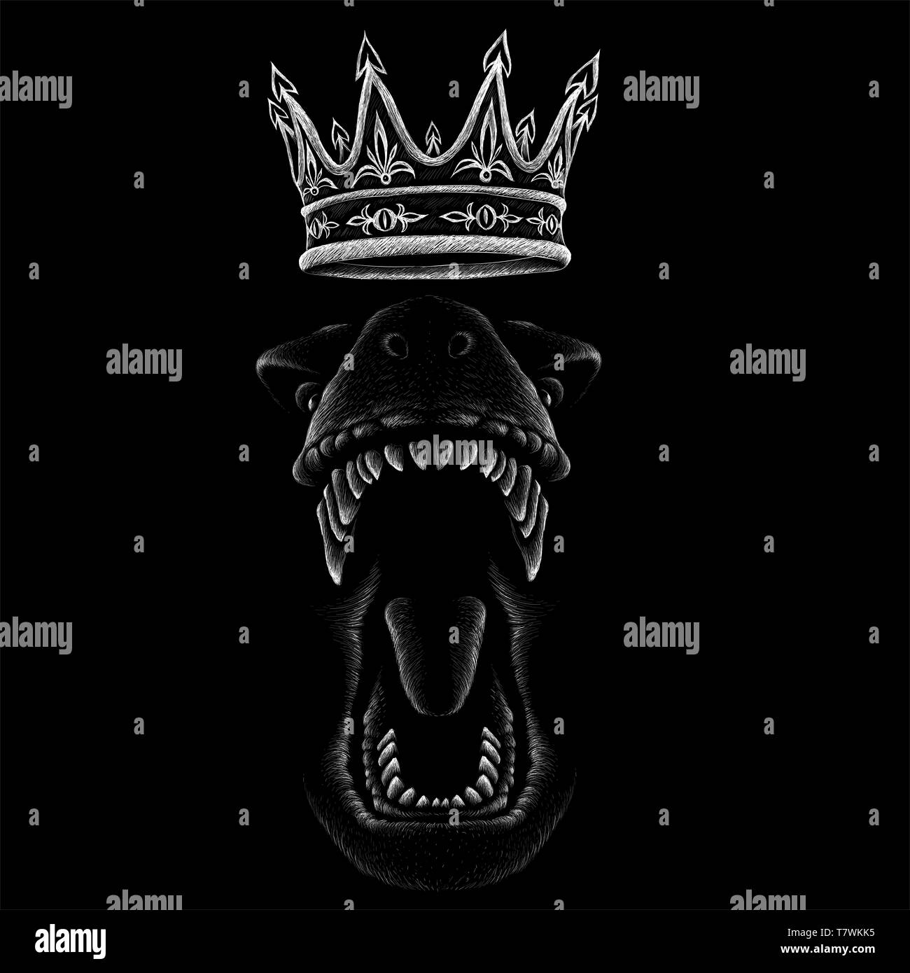 Le logo Vector dragon pour tatouage ou T-shirts ou d'extérieur. Cute dragon style d'impression de fond. Banque D'Images