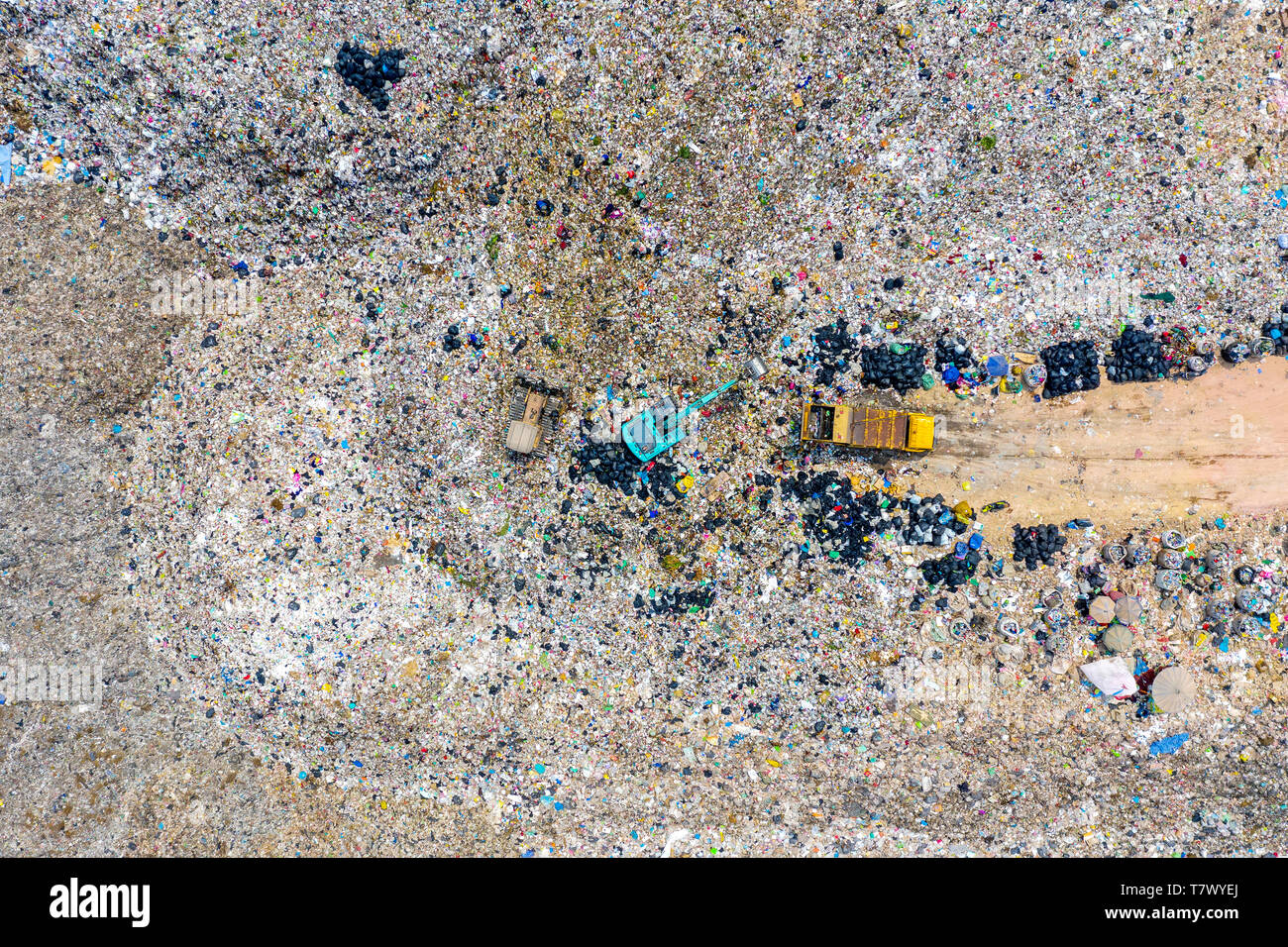 Vue aérienne de vastes décharges. Décharge des déchets. Banque D'Images