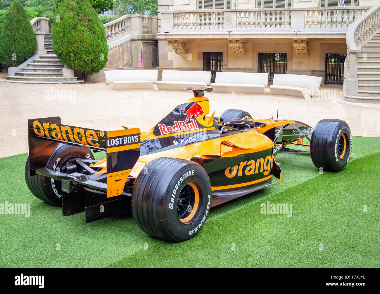 Barcelone, Espagne - 8 mai 2019 : 2001 Arrows A22 de Formule 1 (Jos Verstappen, Enrique Bernoldi) à Palau Robert Banque D'Images
