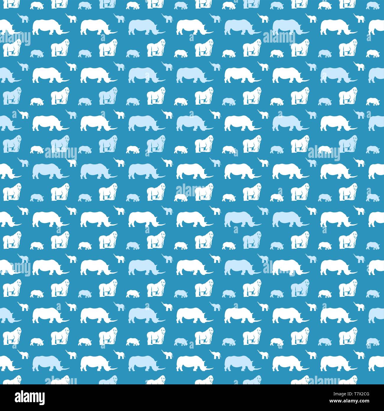 Animal courant continu pour les enfants sur le bleu. Bien conçu silhouettes dessinées à la main pour modèle d'impression du dessin textile. Illustration de Vecteur