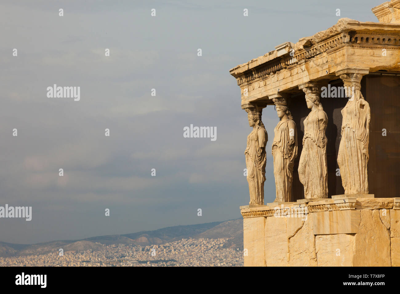 Porche de las Cariátides. Templo de Erecteion. Acrópolis. Athènes, Grèce Banque D'Images