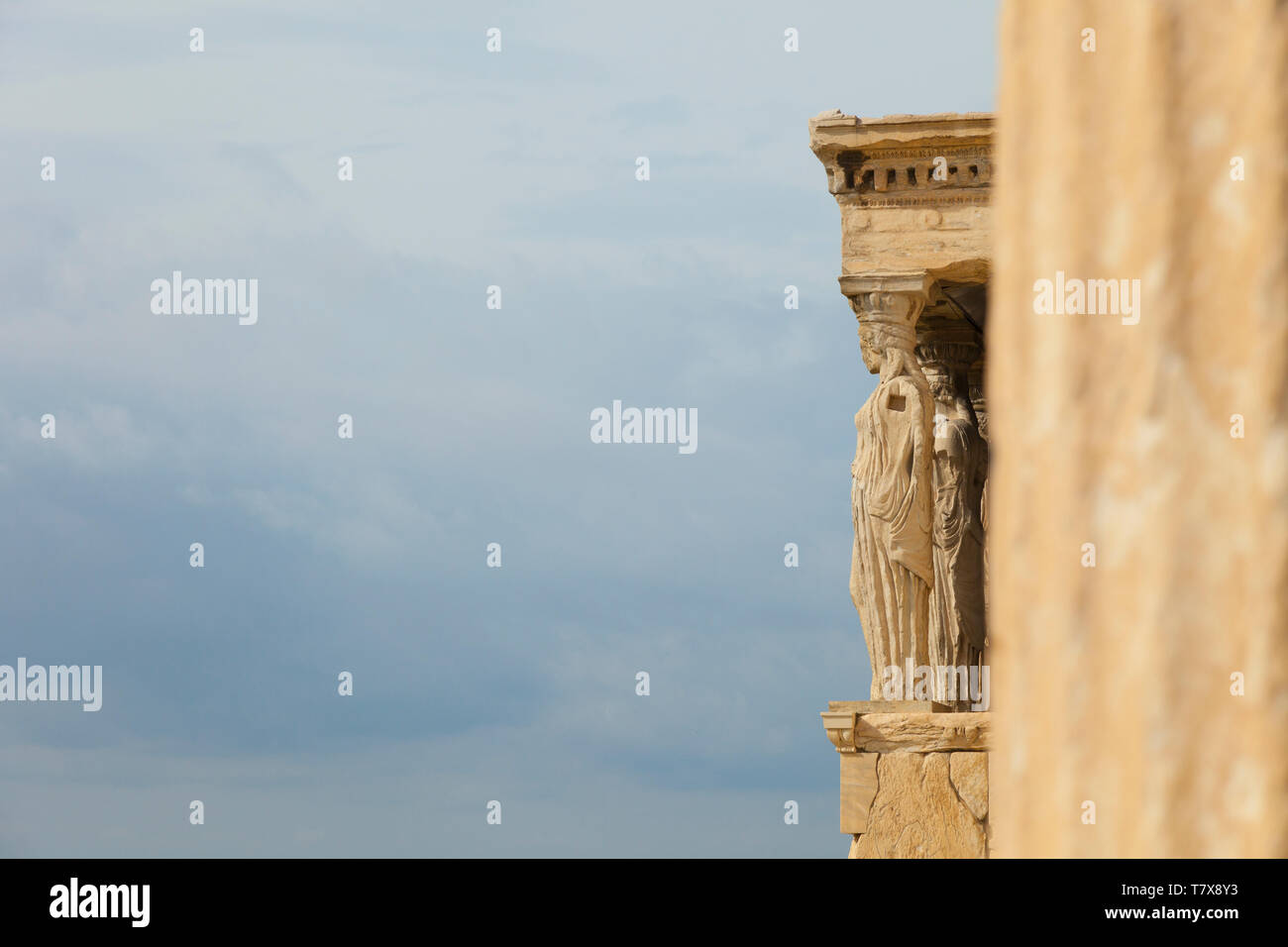 Porche de las Cariátides. Templo de Erecteion. Acrópolis. Athènes, Grèce Banque D'Images