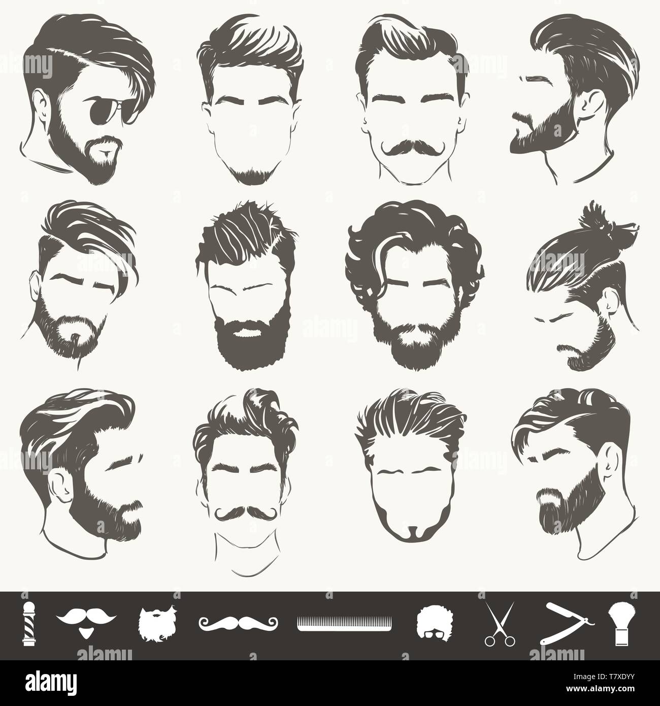 Vector set de résumé hommes hairstyle silhouettes Illustration de Vecteur