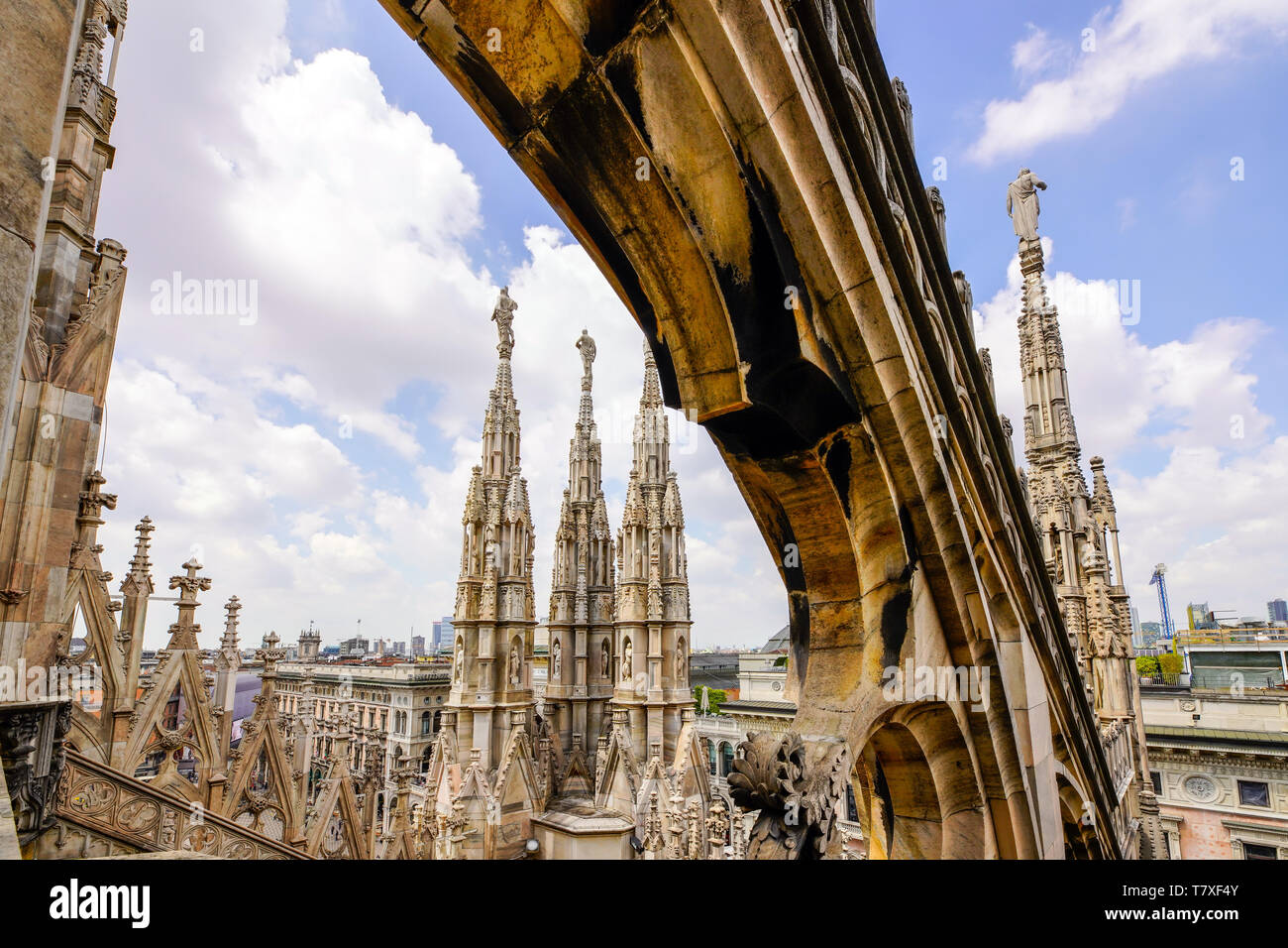 Toit de la cathédrale de Milan à comme forêt de pinacles , Milano, Italie. Banque D'Images