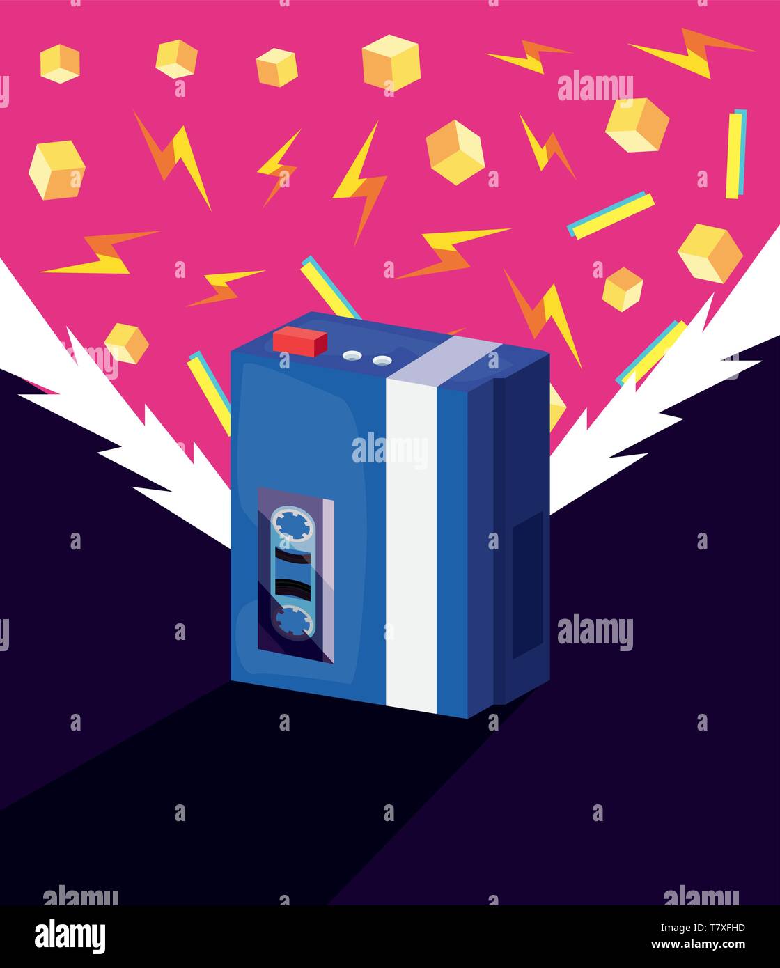 Portable Walkman Cassette Musique Retro 80s Style Vector Illustration Image Vectorielle Stock Alamy