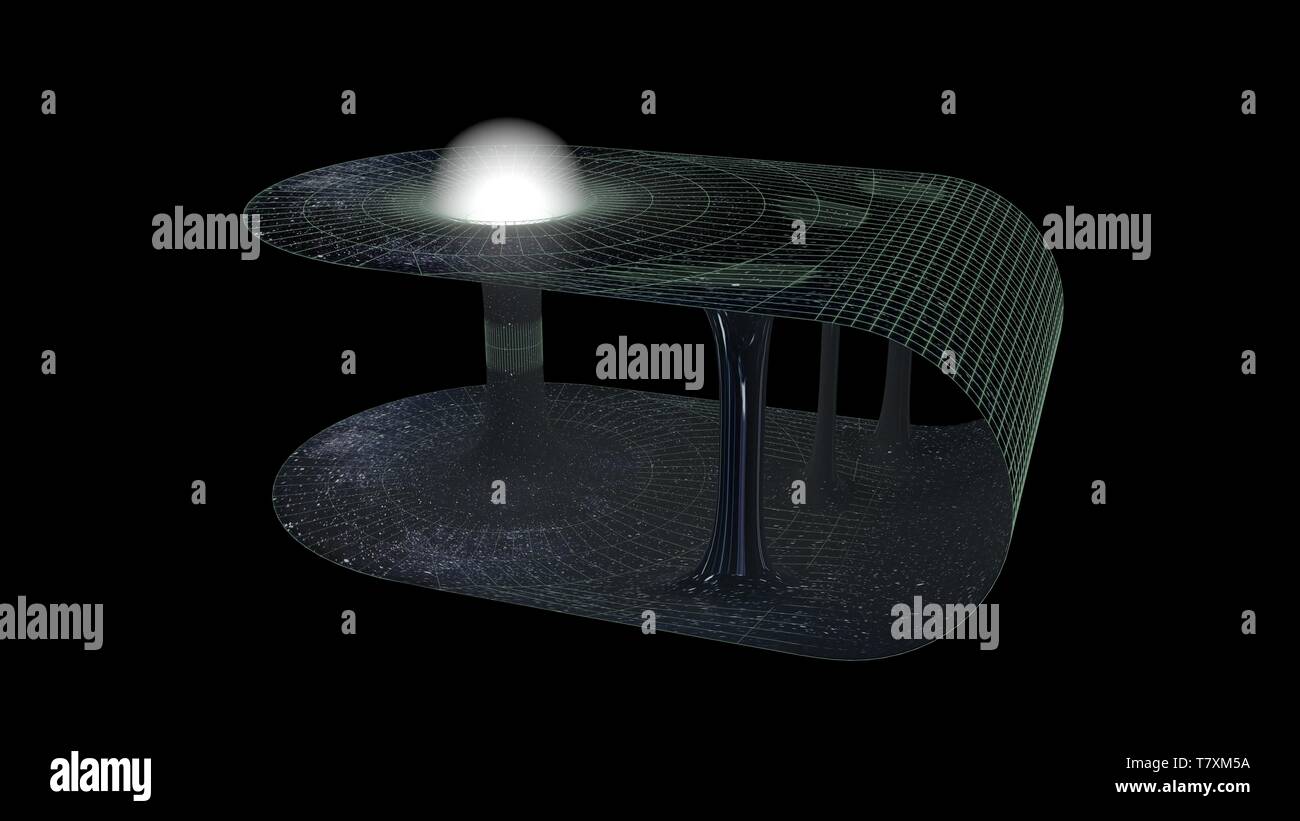 Un trou de ver, ou pont de l'espace. Connexion de deux points distincts de raccourci dans l'espace et le temps. 3d illustration Banque D'Images